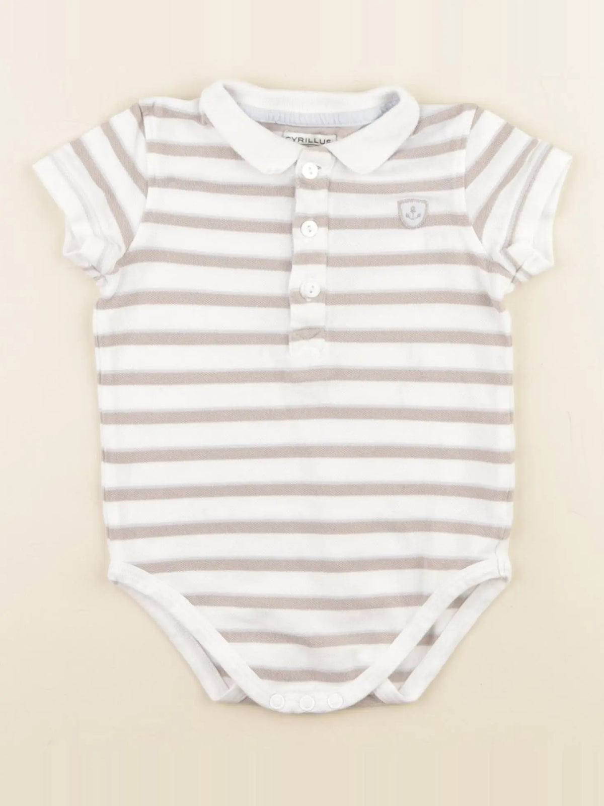 Cyrillus - body à col blanc, marron - 18 mois