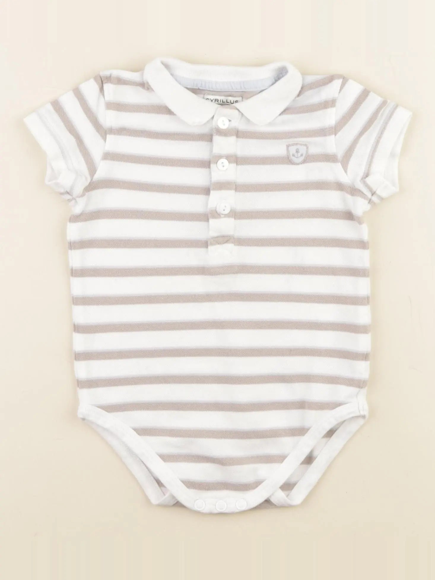 Cyrillus - body à col blanc, marron - 18 mois