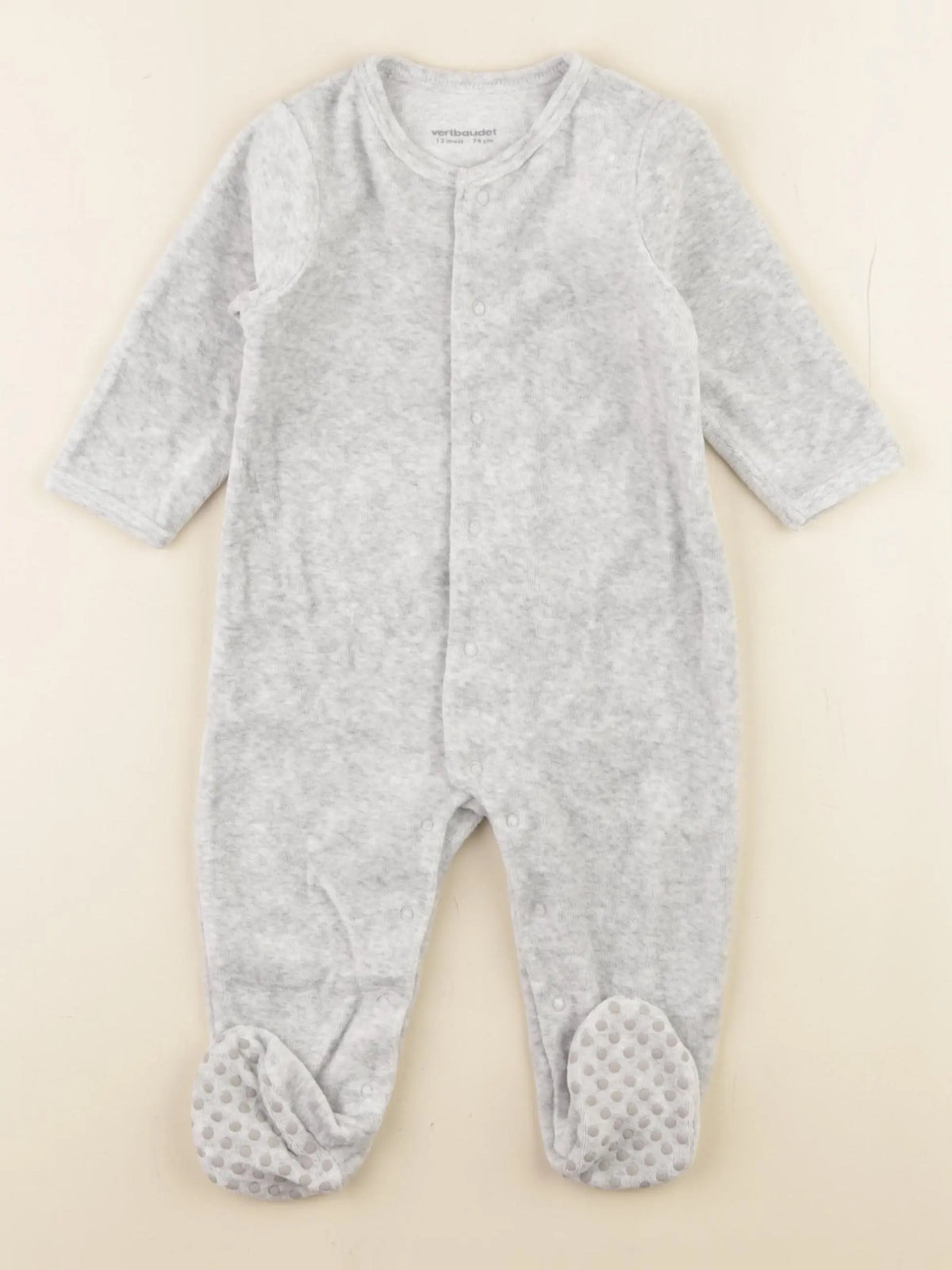 Vertbaudet - pyjama velours gris - 12 mois