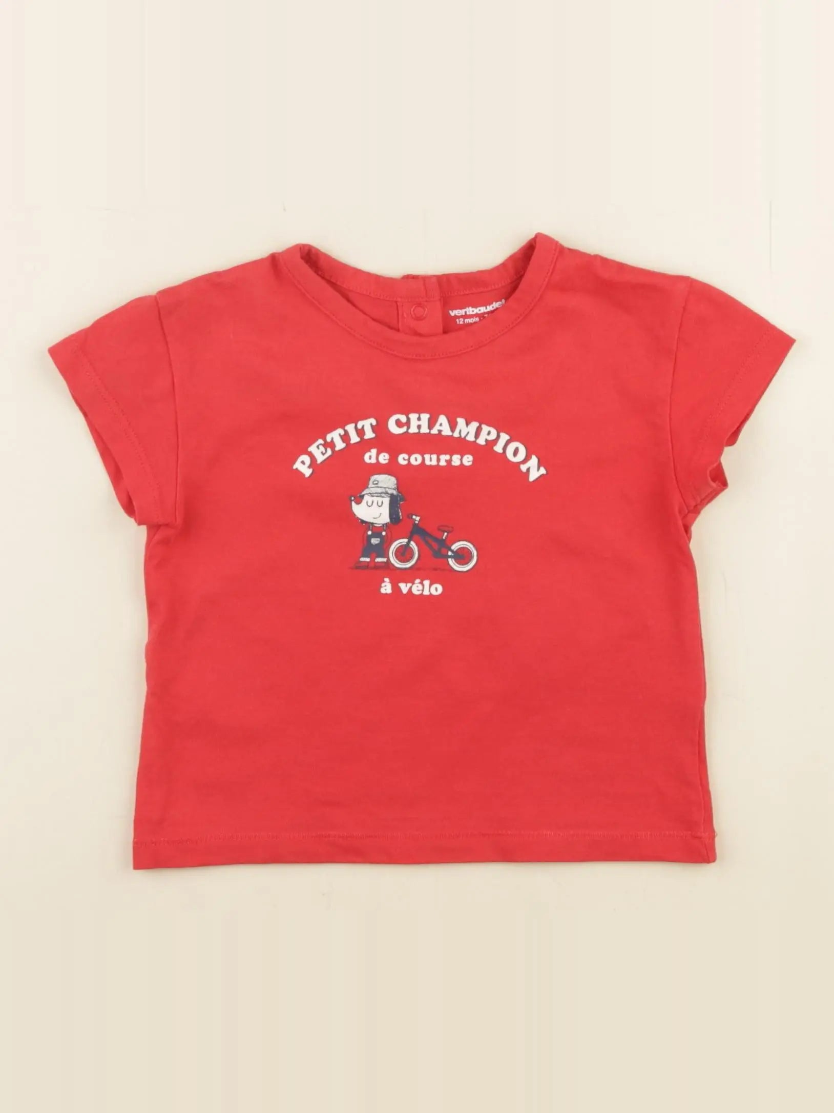 Vertbaudet - tee-shirt rouge - 12 mois