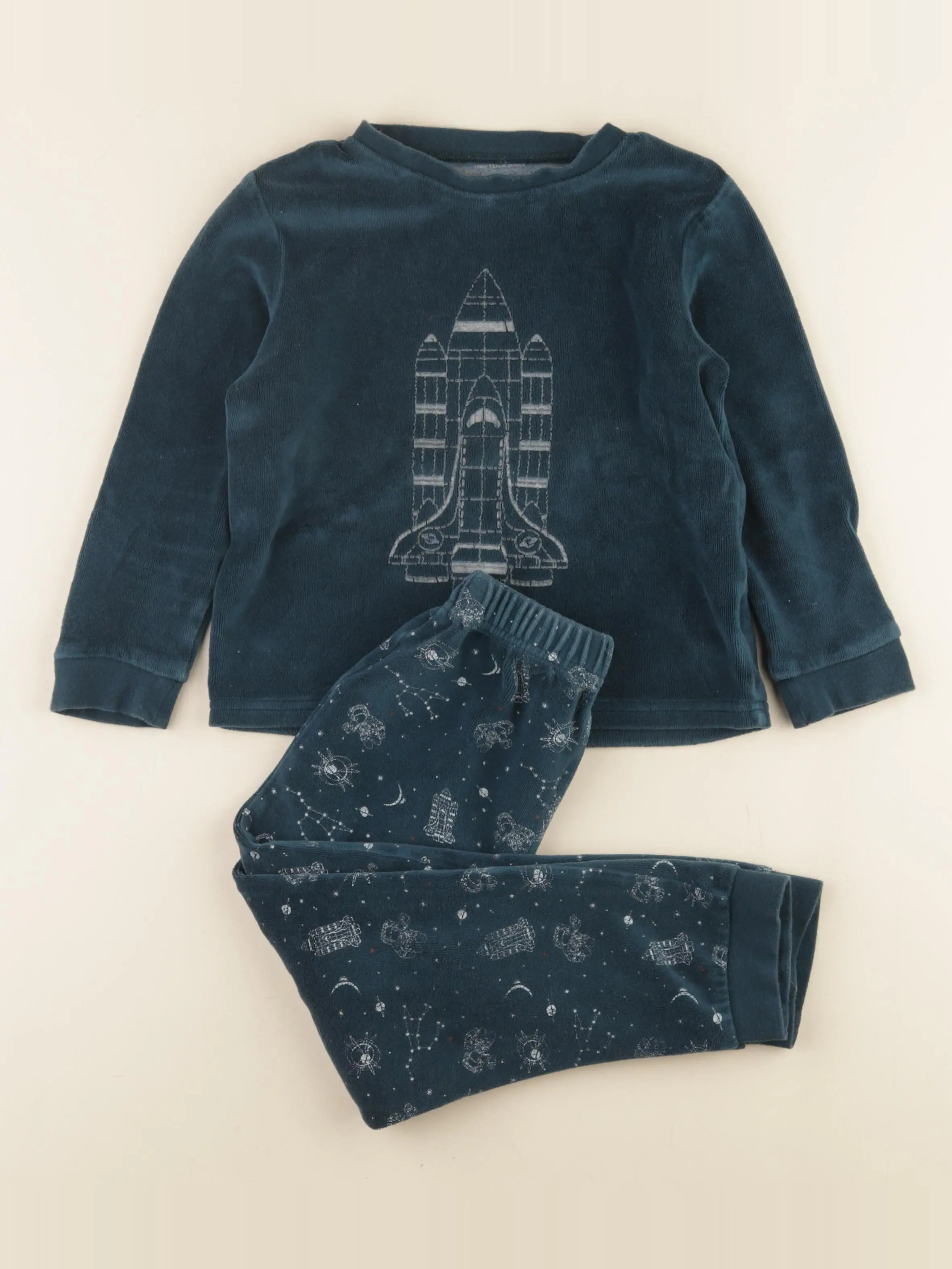 Vertbaudet - pyjama velours bleu - 6 ans