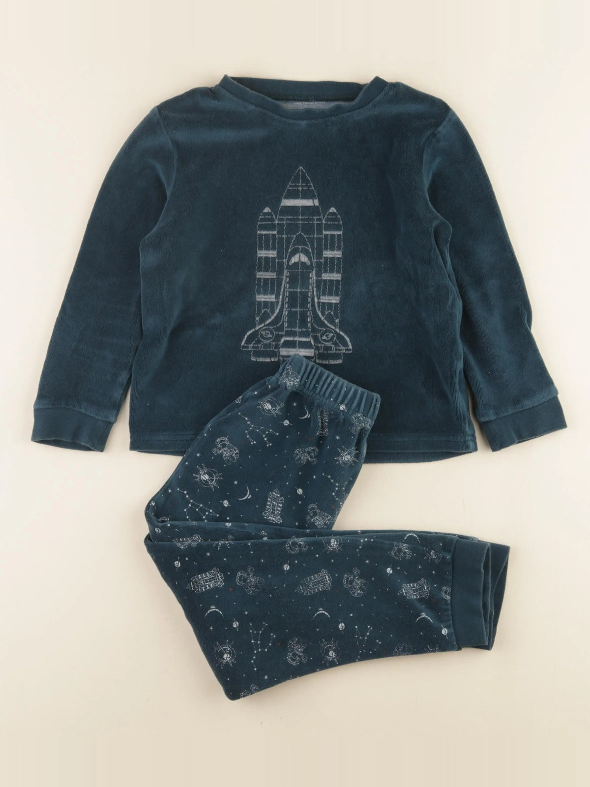 Vertbaudet - pyjama velours bleu - 6 ans
