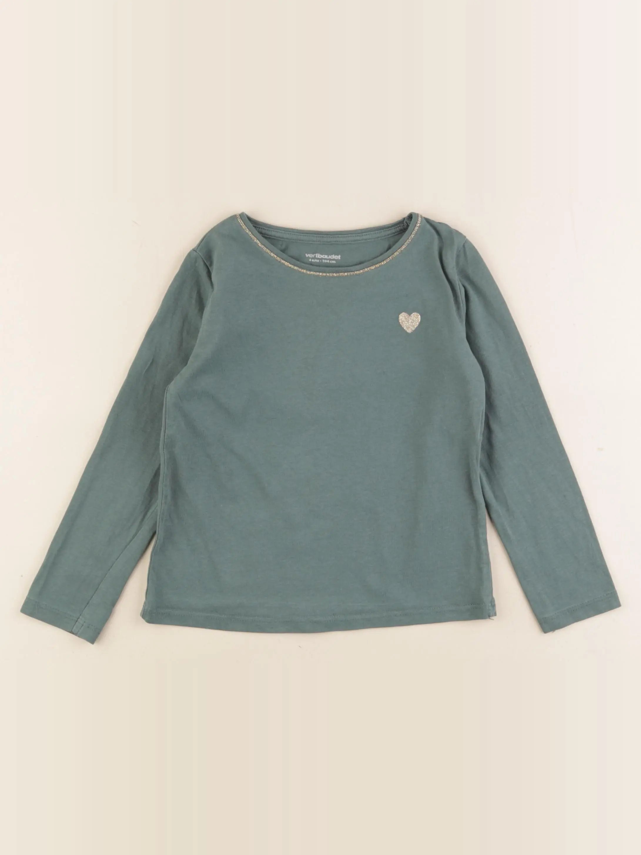 Vertbaudet - tee-shirt or, vert - 4 ans