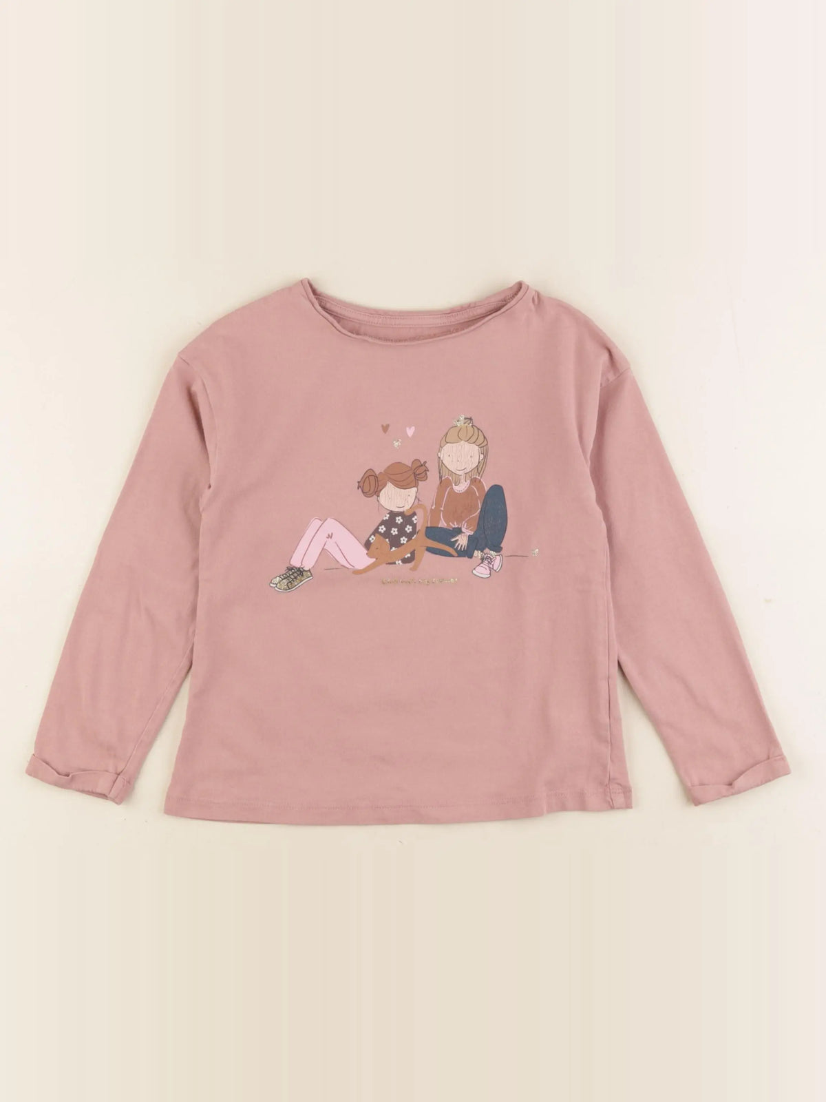 Vertbaudet - tee-shirt or, rose - 5 ans