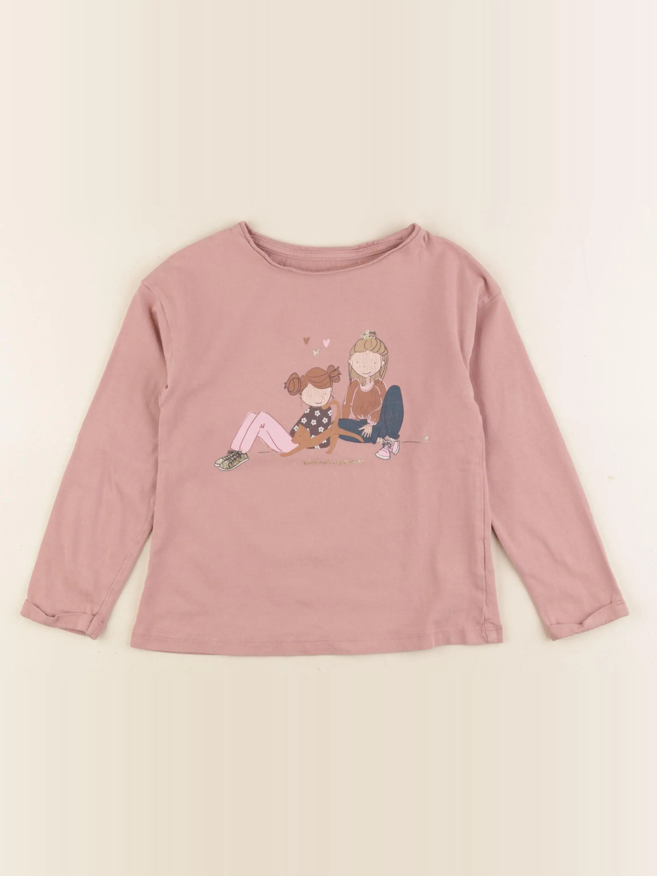 Vertbaudet - tee-shirt or, rose - 5 ans