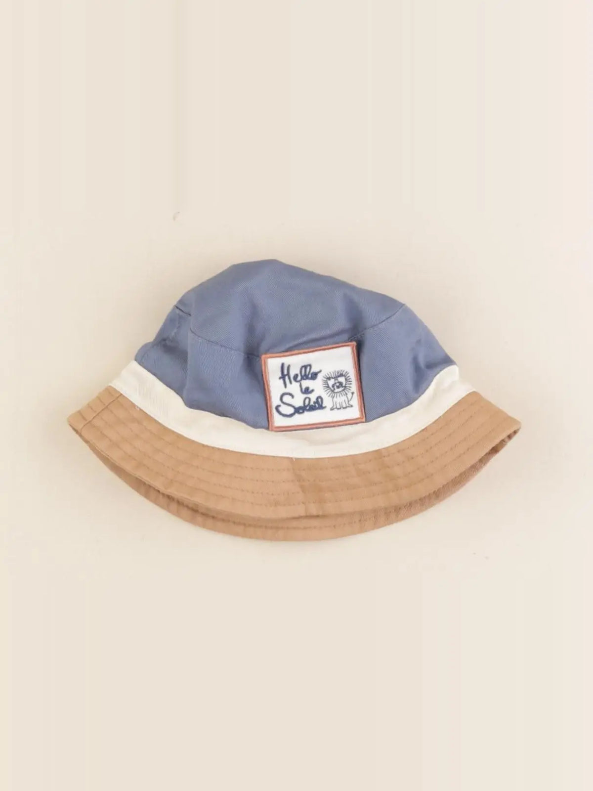 Vertbaudet - chapeau bleu, marron - 3/6 mois