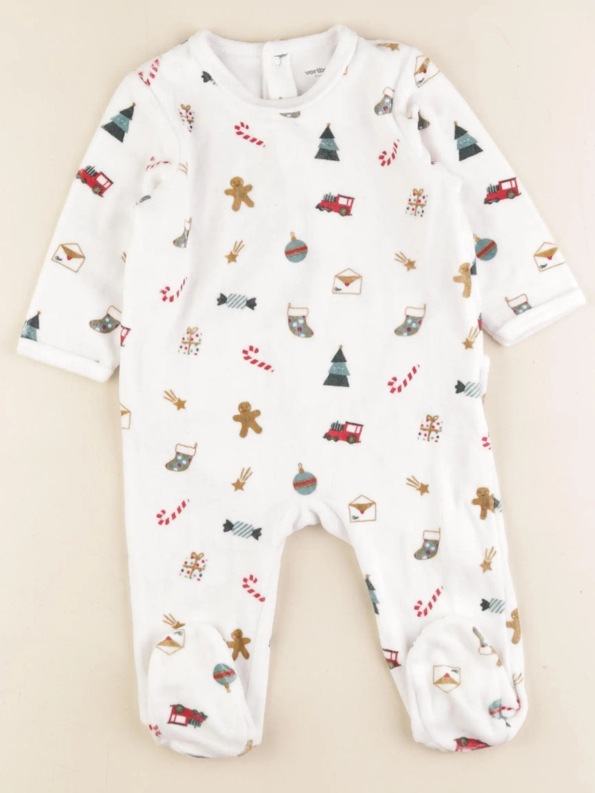 Vertbaudet - pyjama velours multicolore - 9 mois