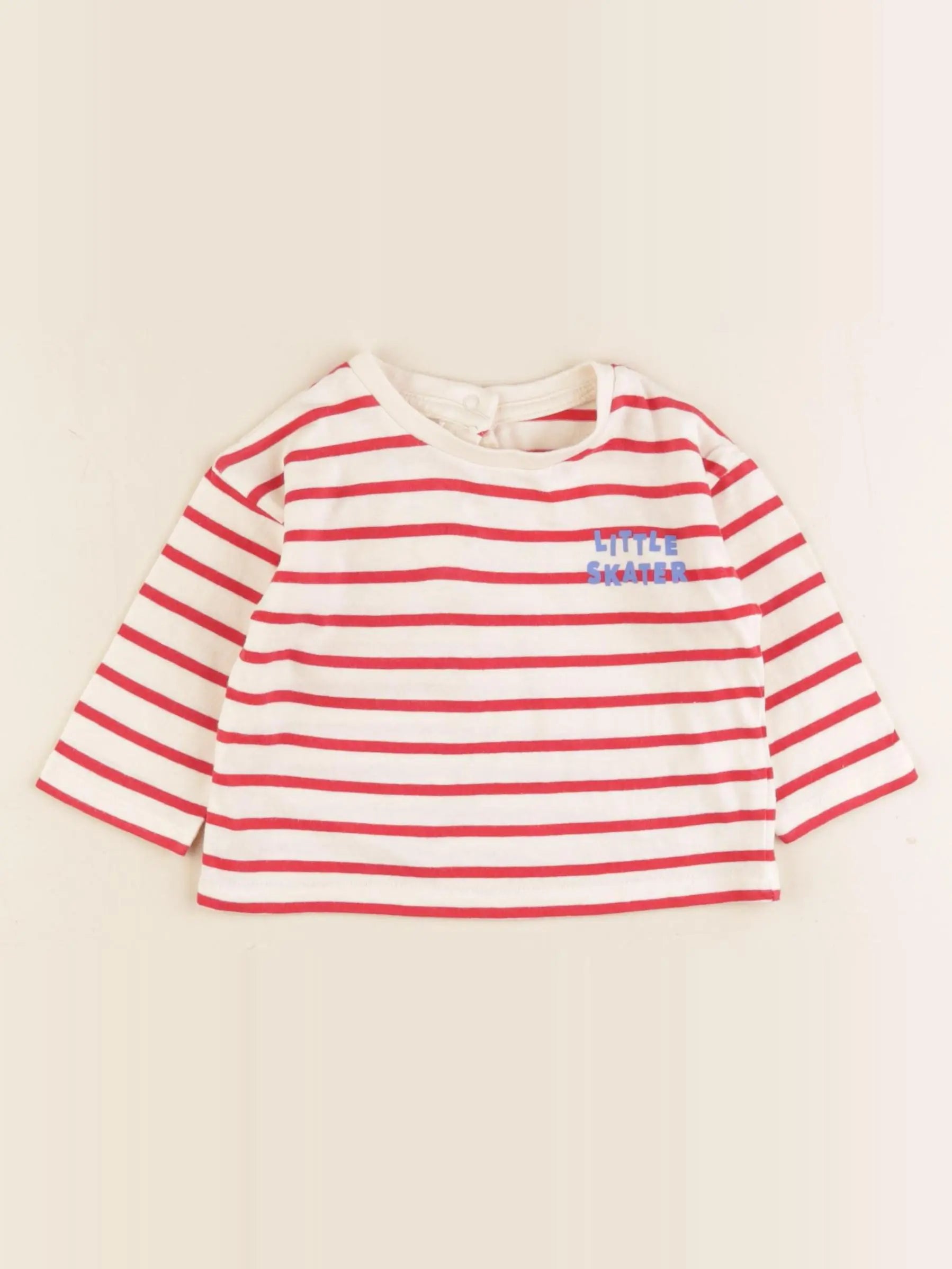 Vertbaudet - tee-shirt beige, rouge - 6 mois