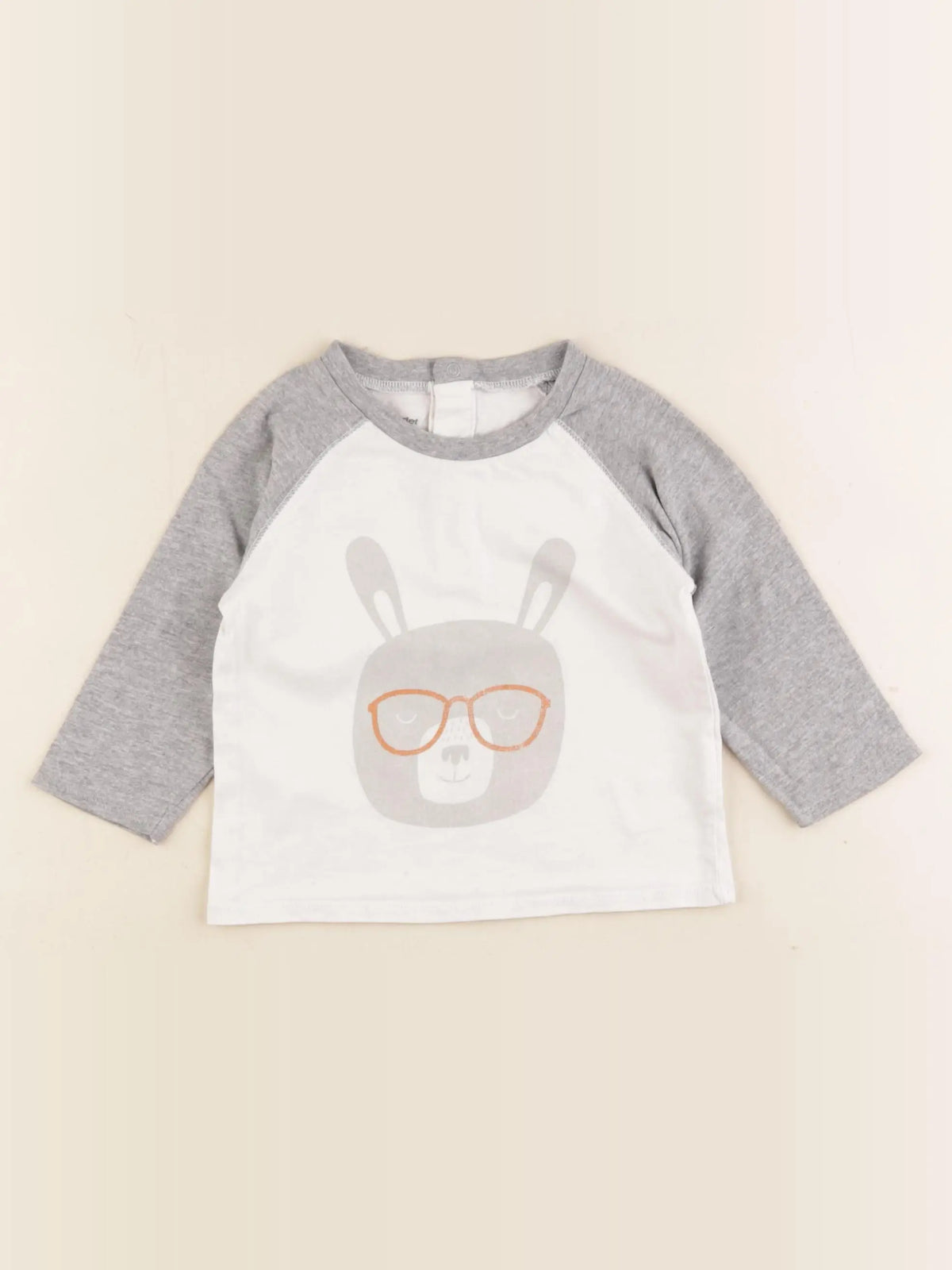 Vertbaudet - tee-shirt blanc, gris - 12 mois