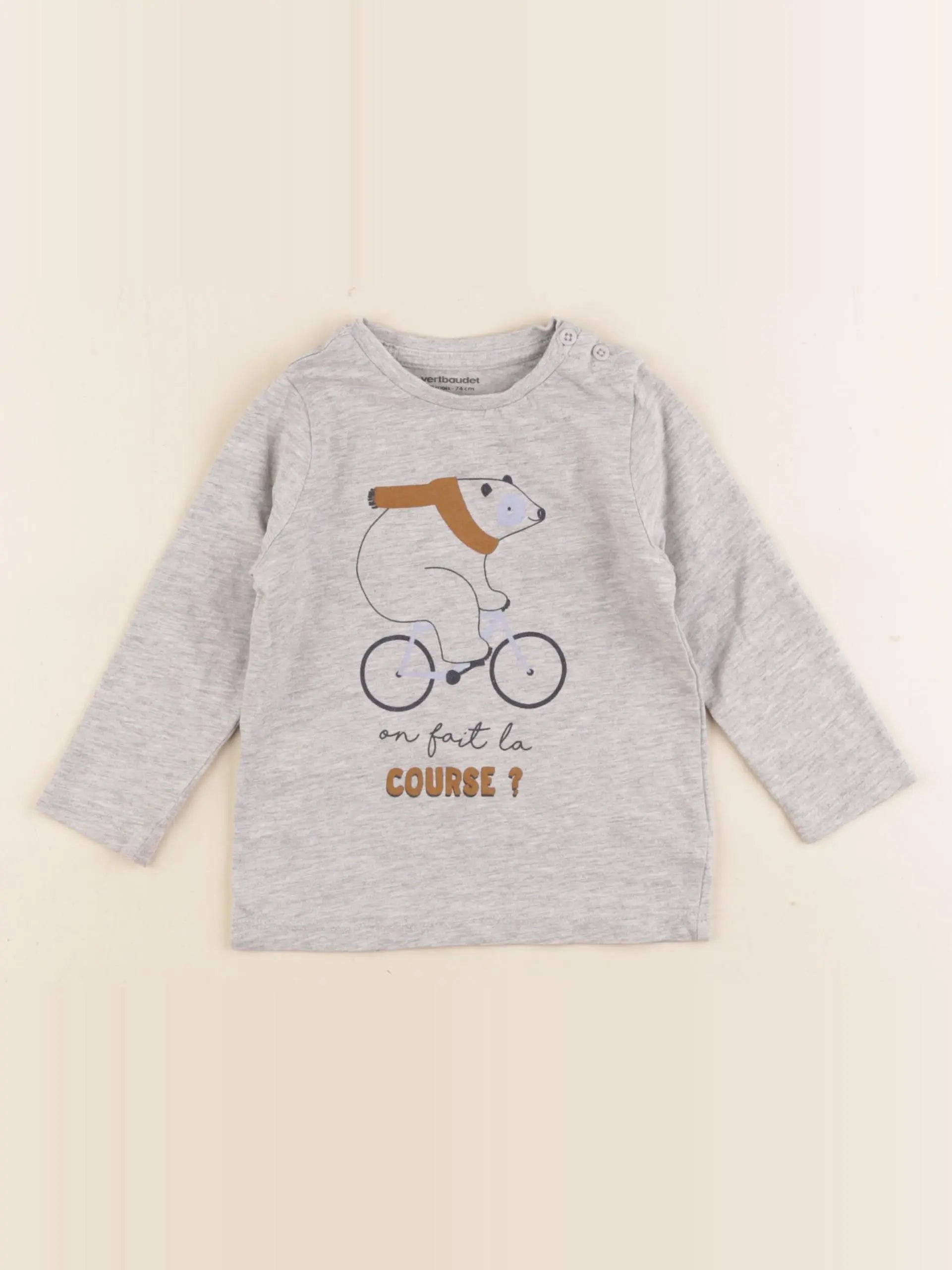 Vertbaudet - tee-shirt gris - 12 mois