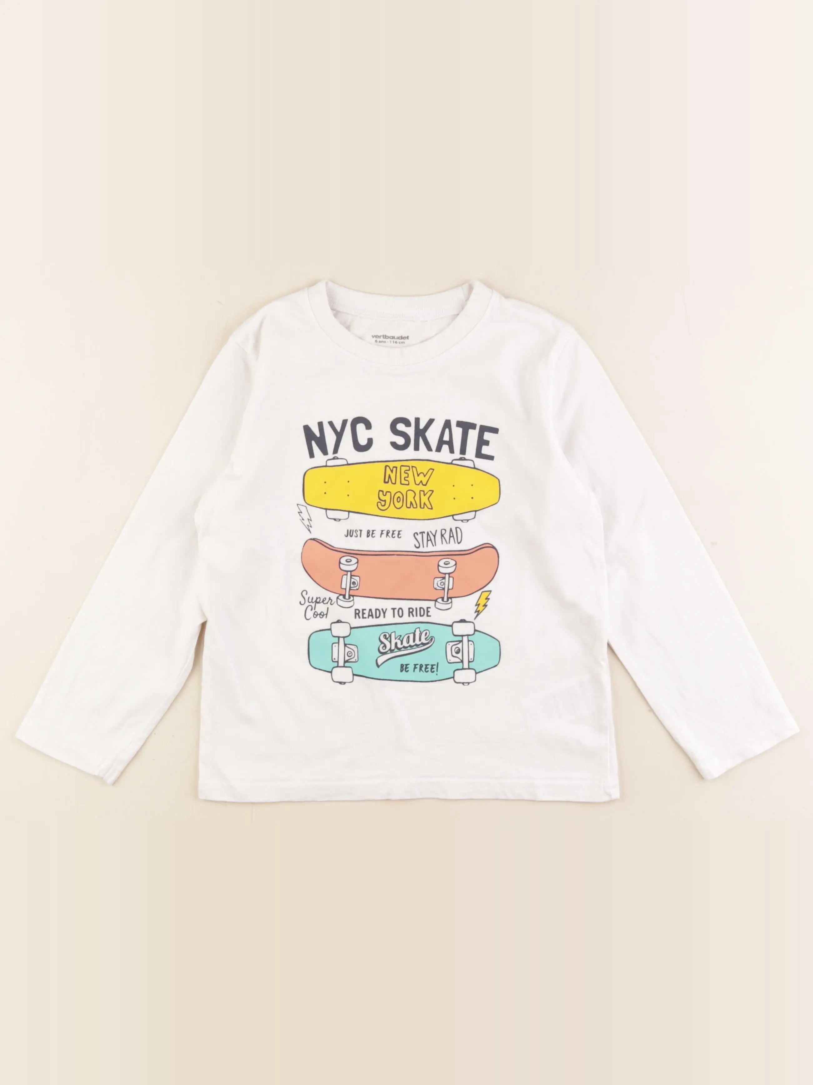 Vertbaudet - tee-shirt blanc - 6 ans