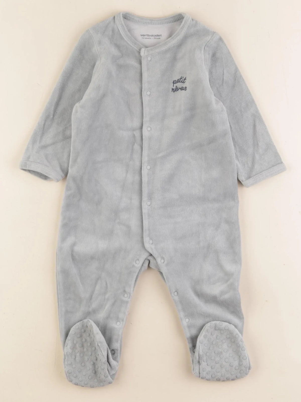 Vertbaudet - pyjama velours vert - 12 mois