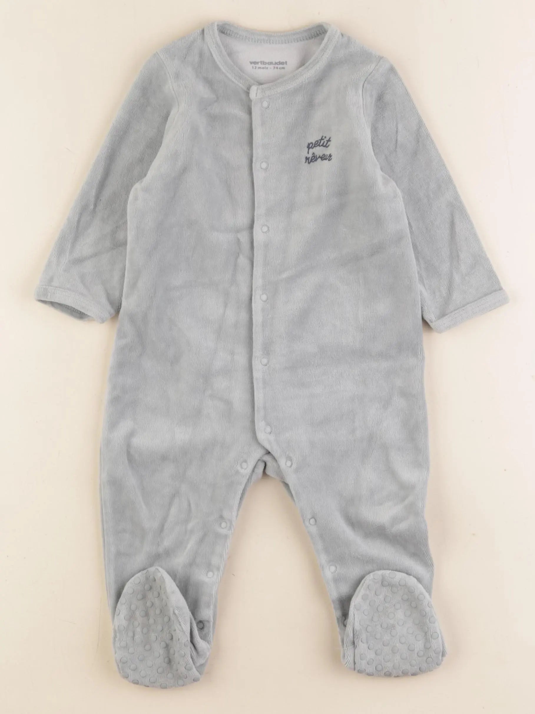 Vertbaudet - pyjama velours vert - 12 mois