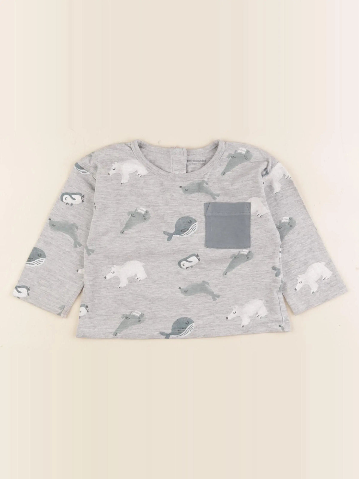 Vertbaudet - tee-shirt gris - 12 mois