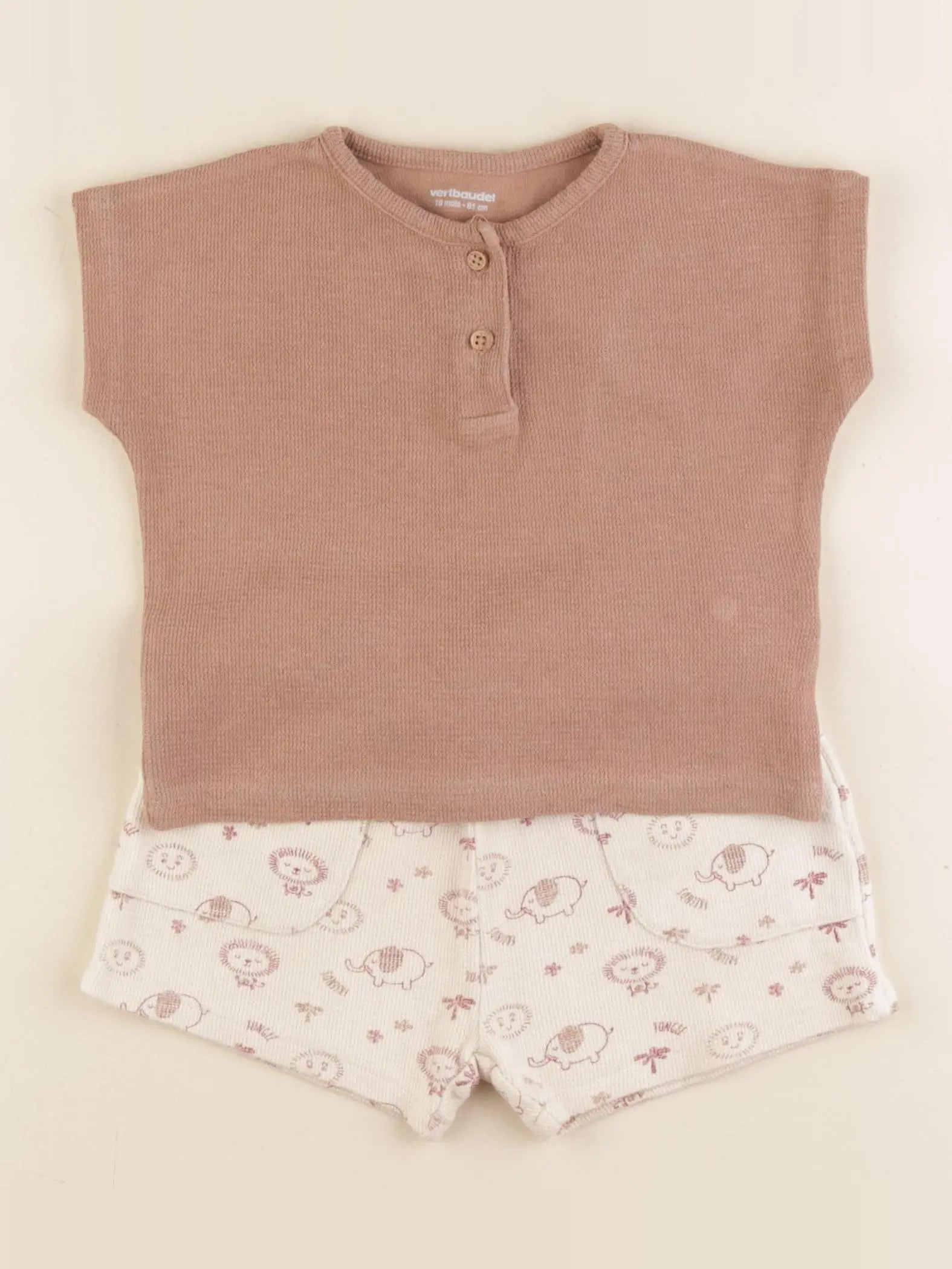 Vertbaudet - ensemble marron, beige - 18 mois