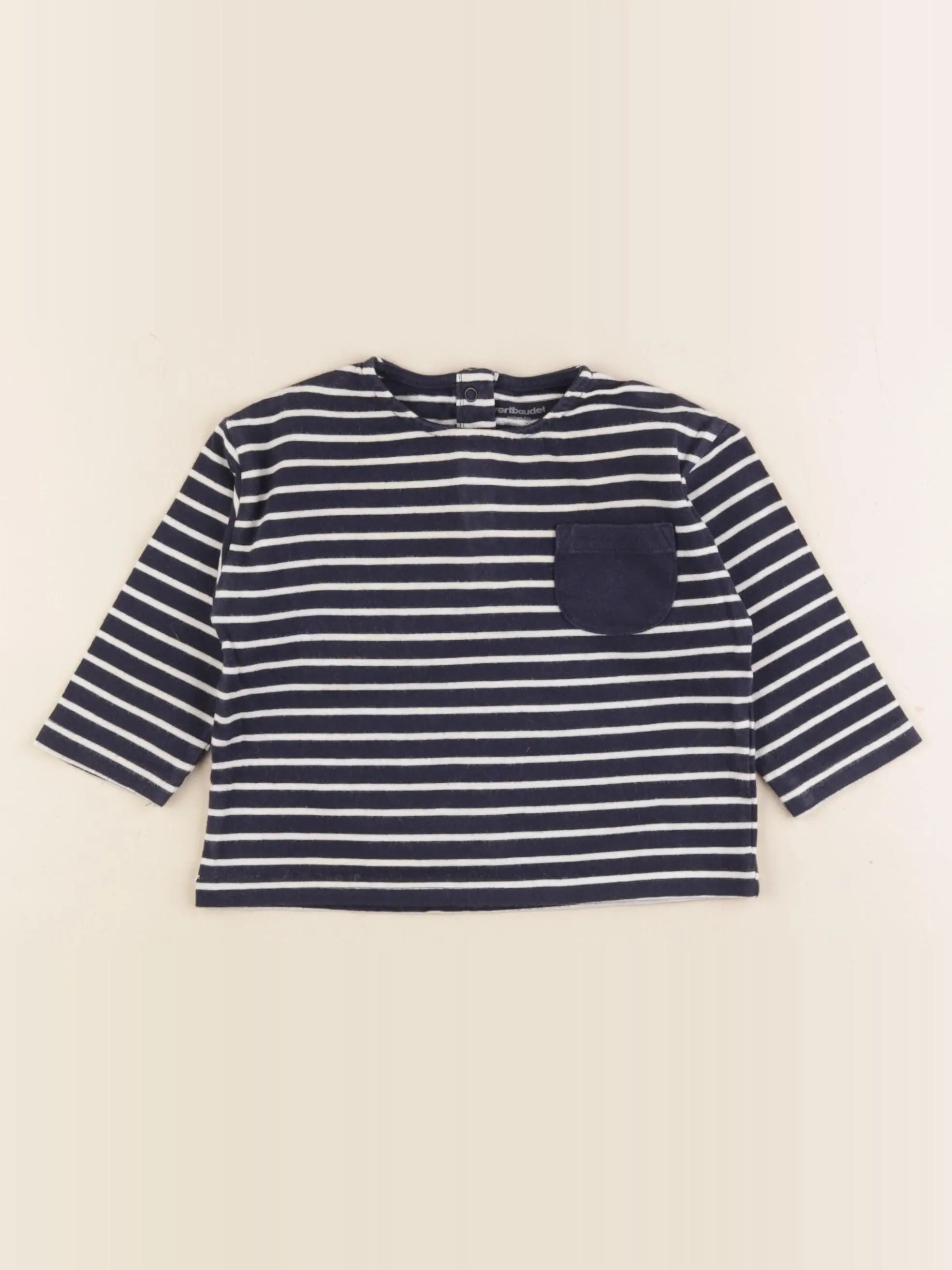 Vertbaudet - tee-shirt bleu, blanc - 12 mois