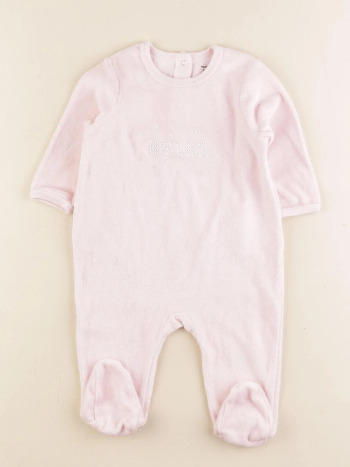 Vertbaudet - pyjama velours rose - 6 mois