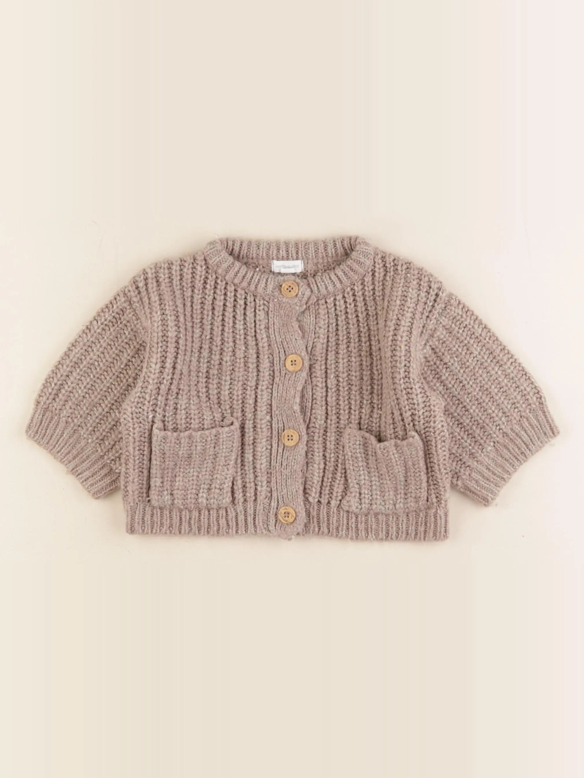 Vertbaudet - gilet marron - 6 mois