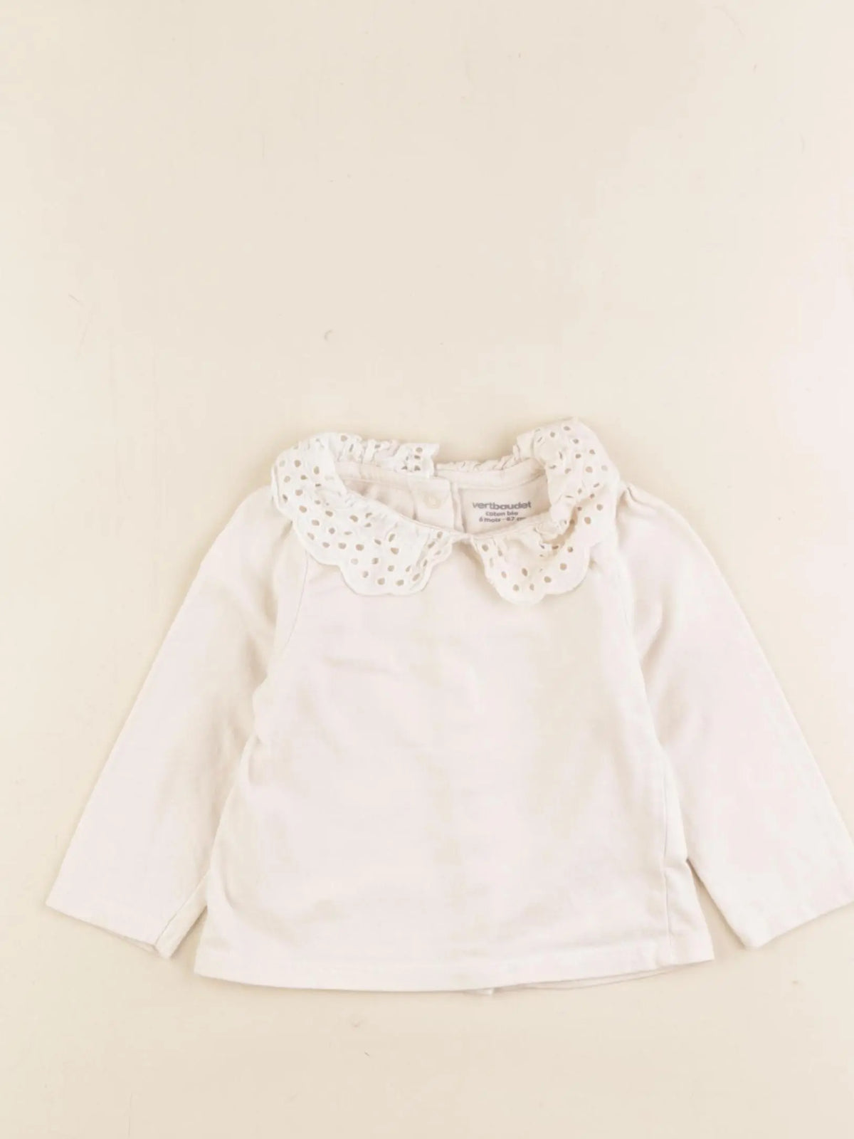 Vertbaudet - tee-shirt beige - 6 mois