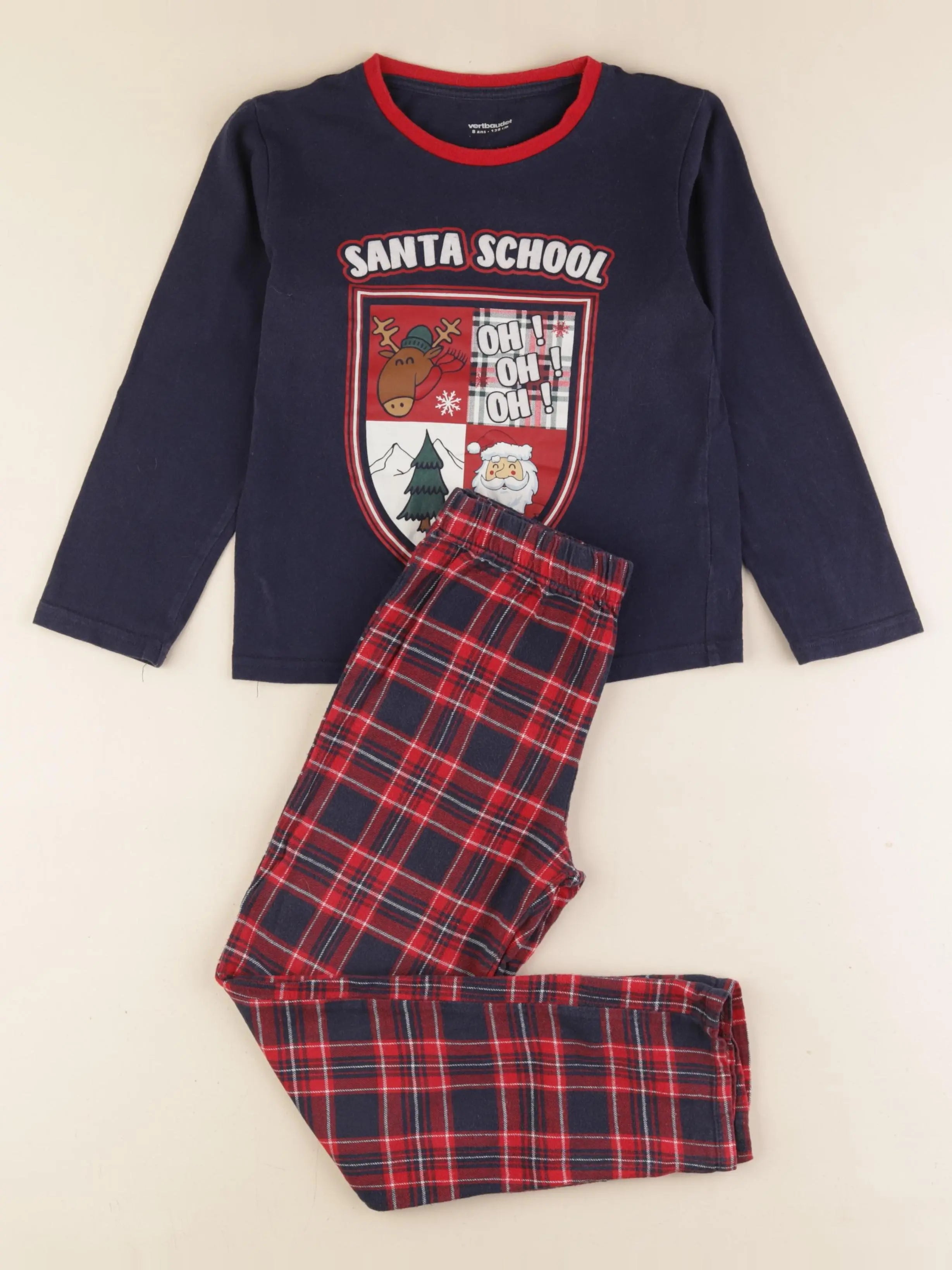 Vertbaudet - pyjama coton rouge - 8 ans