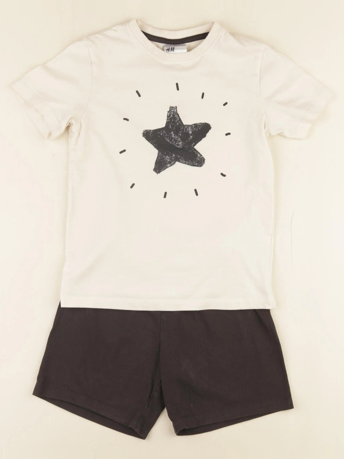 H&M - pyjama beige, noir - 4/6 ans