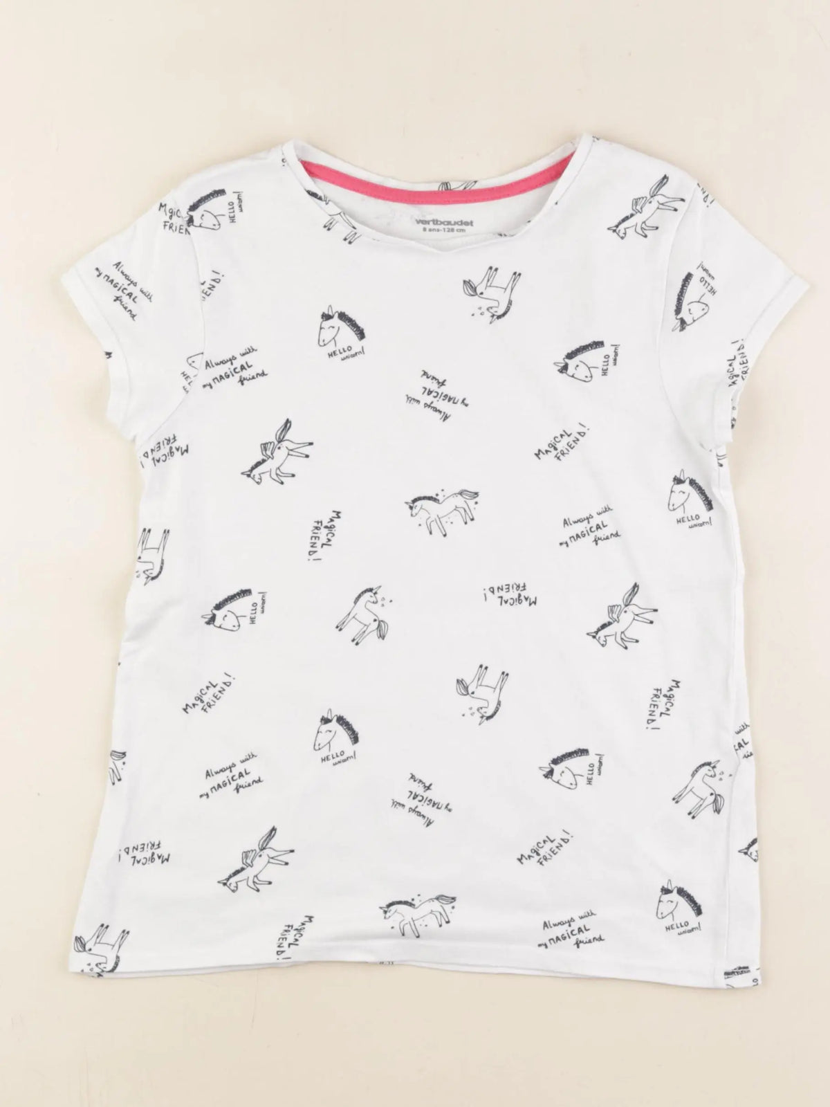 Vertbaudet - tee-shirt blanc - 8 ans