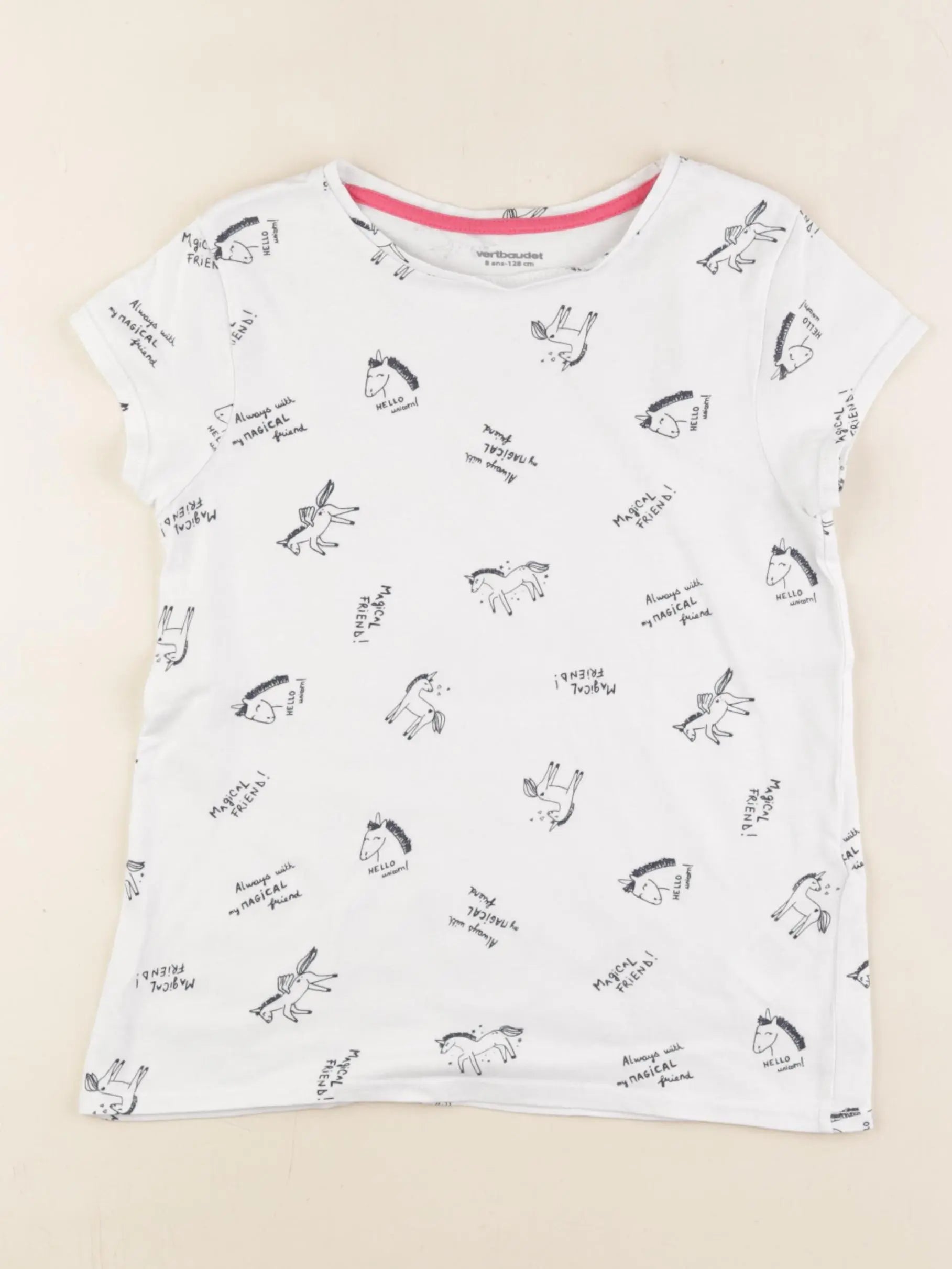 Vertbaudet - tee-shirt blanc - 8 ans