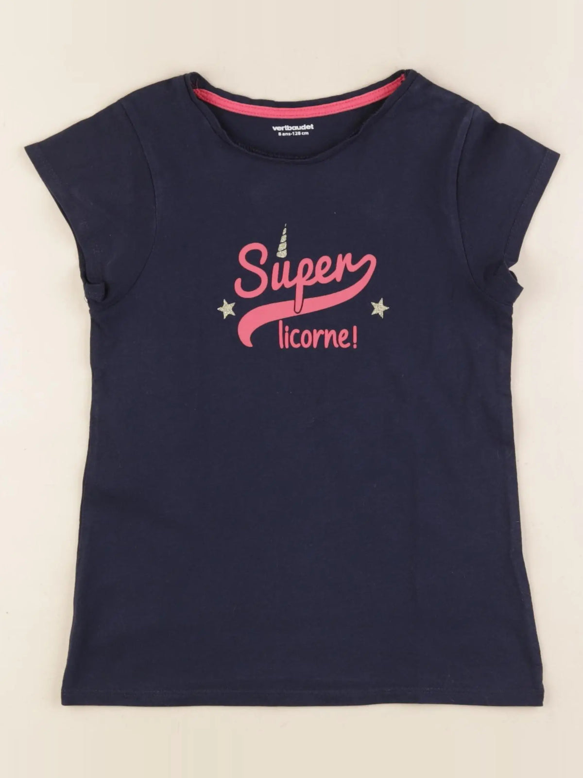 Vertbaudet - tee-shirt bleu - 8 ans