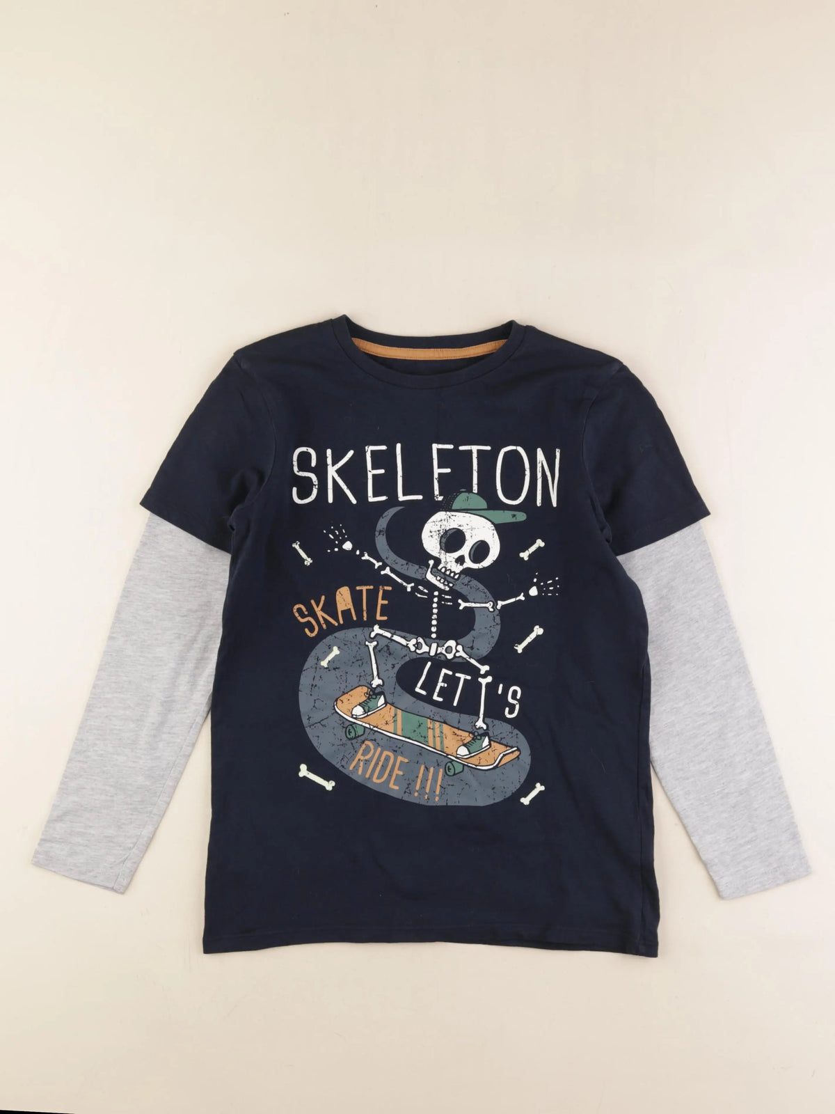 Vertbaudet - tee-shirt bleu, gris - 10 ans