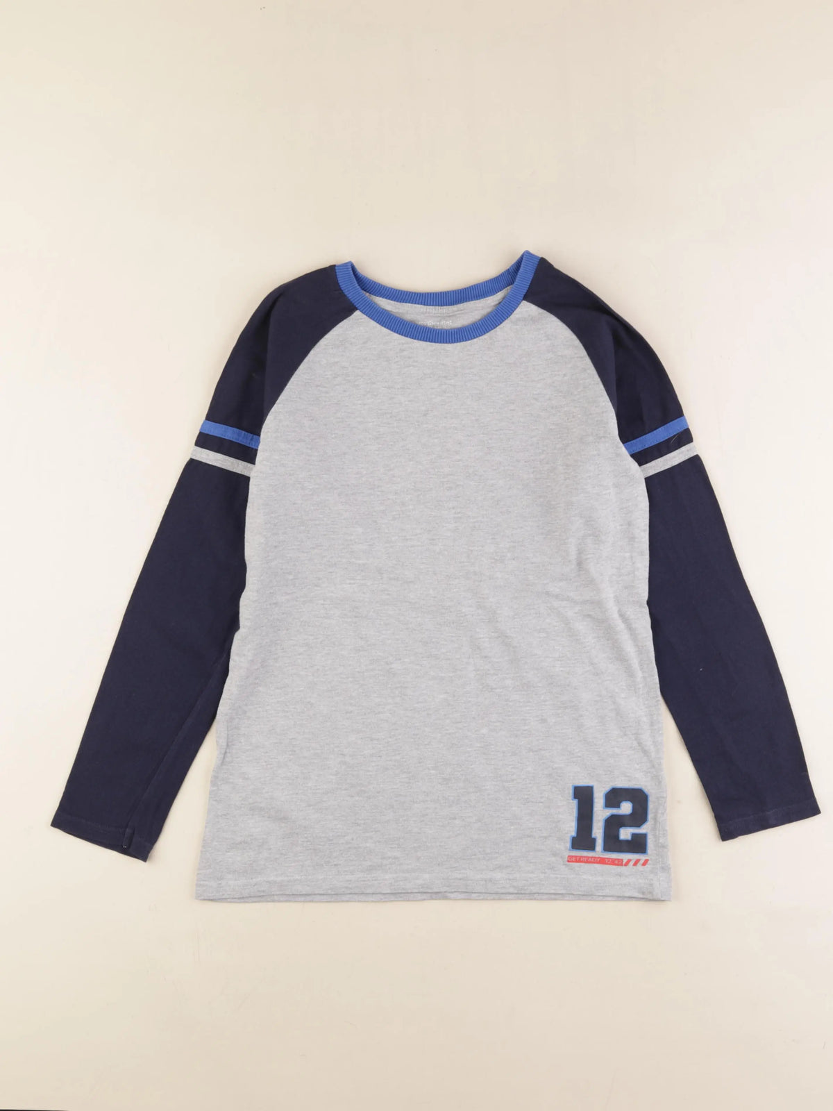 Vertbaudet - tee-shirt imprimé au dos bleu, gris - 10 ans