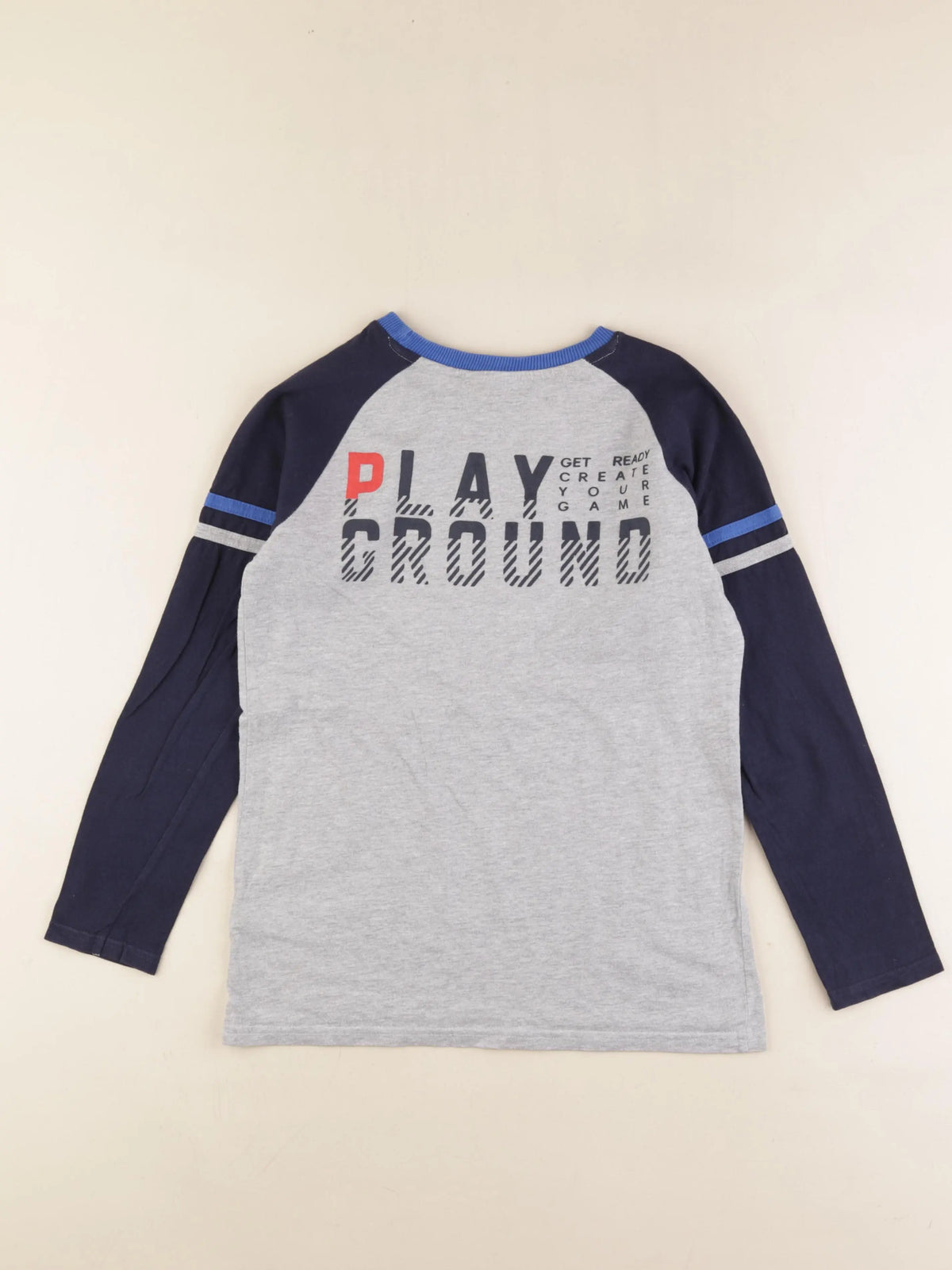 Vertbaudet - tee-shirt imprimé au dos bleu, gris - 10 ans