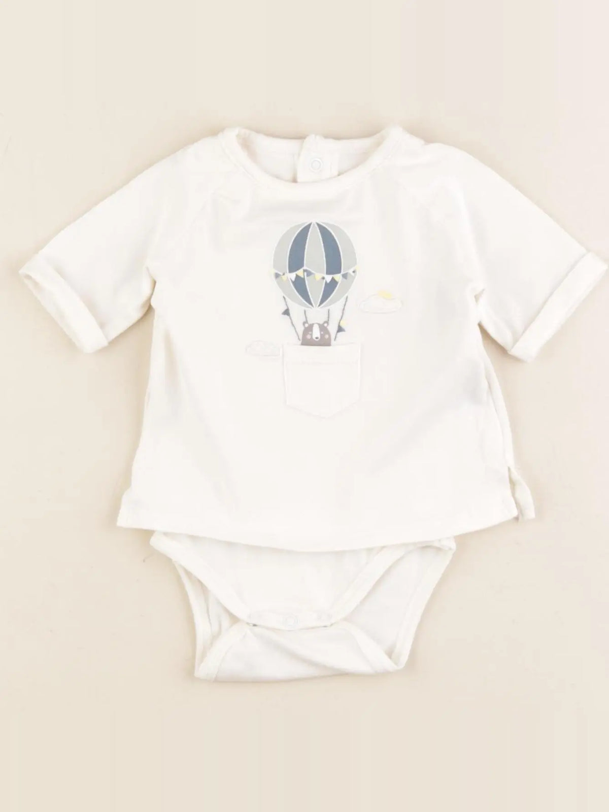 Vertbaudet - body tee-shirt beige - 1 mois