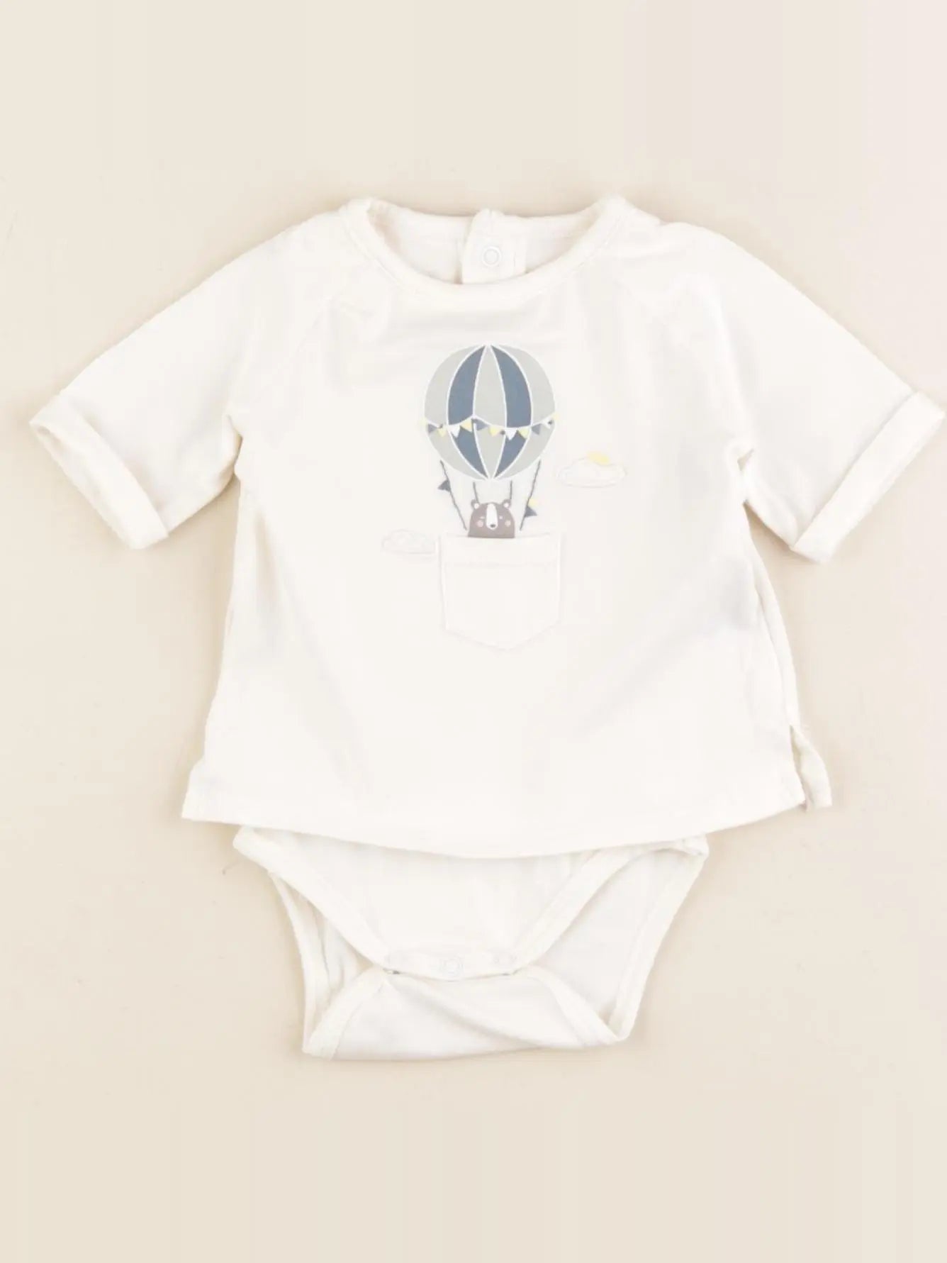 Vertbaudet - body tee-shirt beige - 1 mois