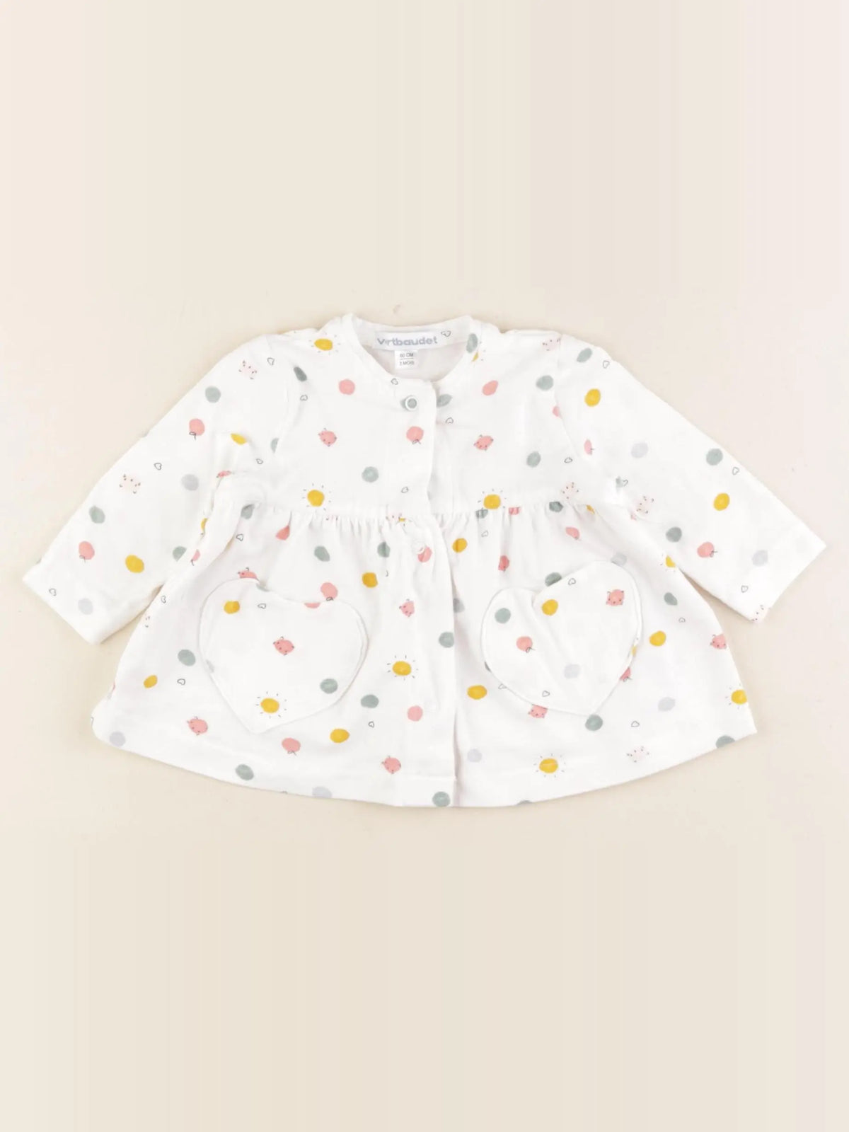 Vertbaudet - tee-shirt blanc, multicolore - 3 mois