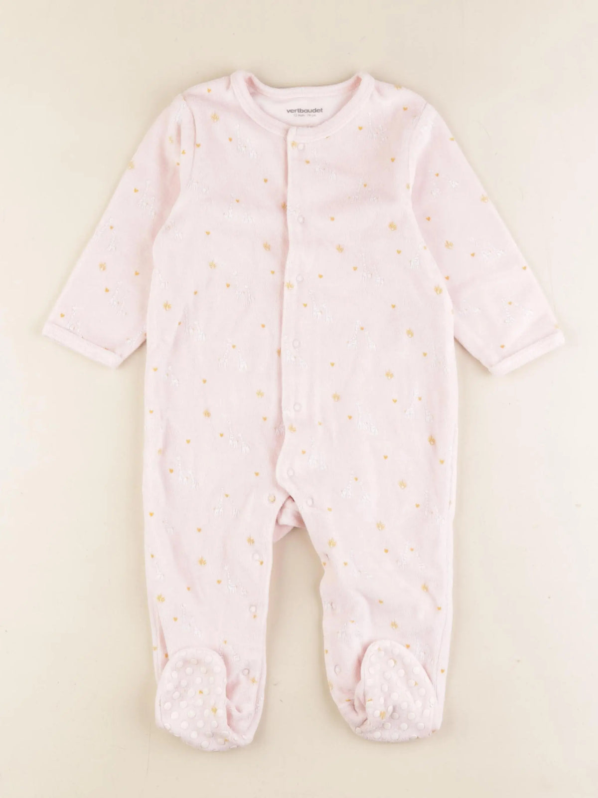 Vertbaudet - pyjama velours rose - 12 mois