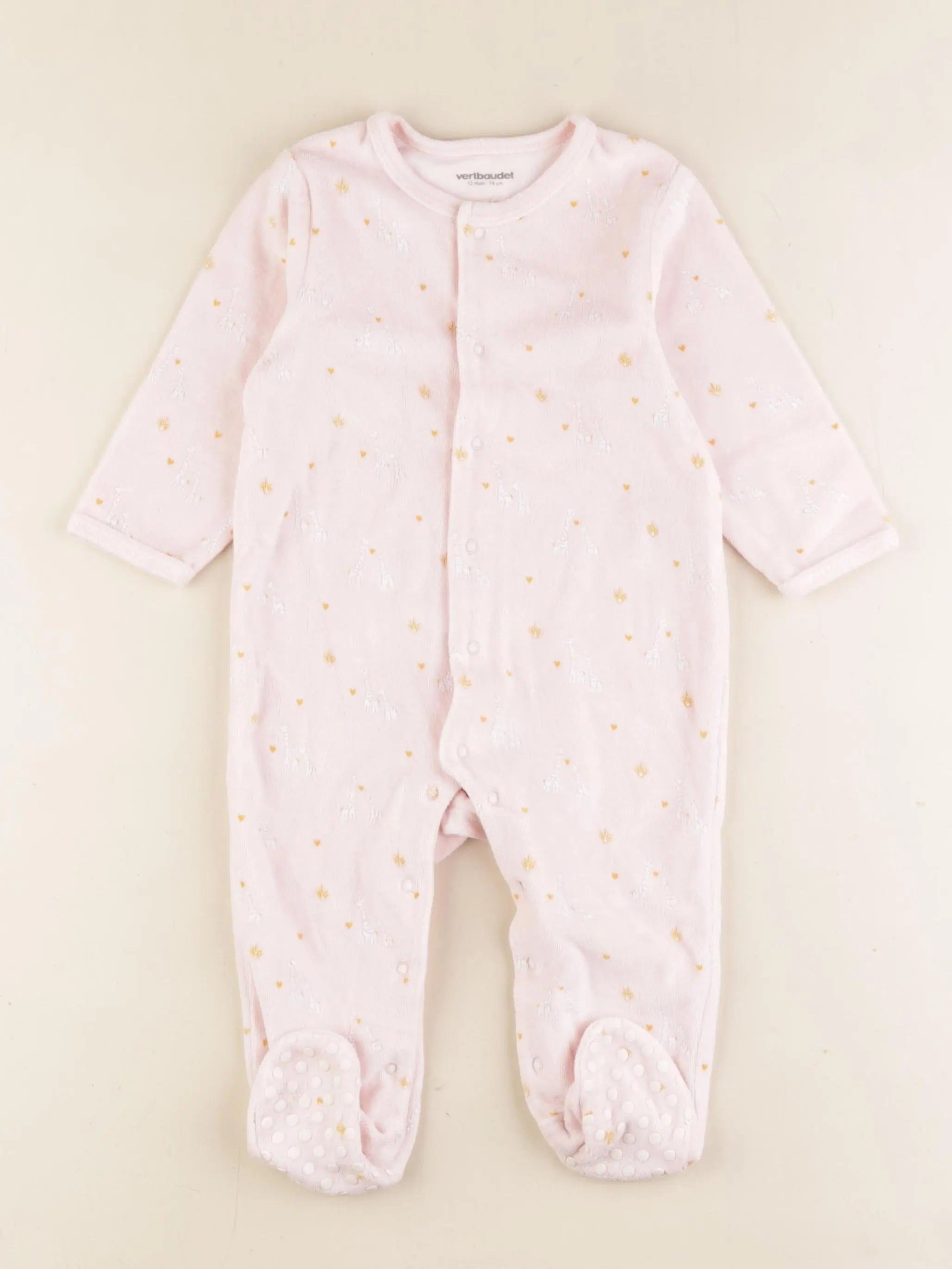 Vertbaudet - pyjama velours rose - 12 mois