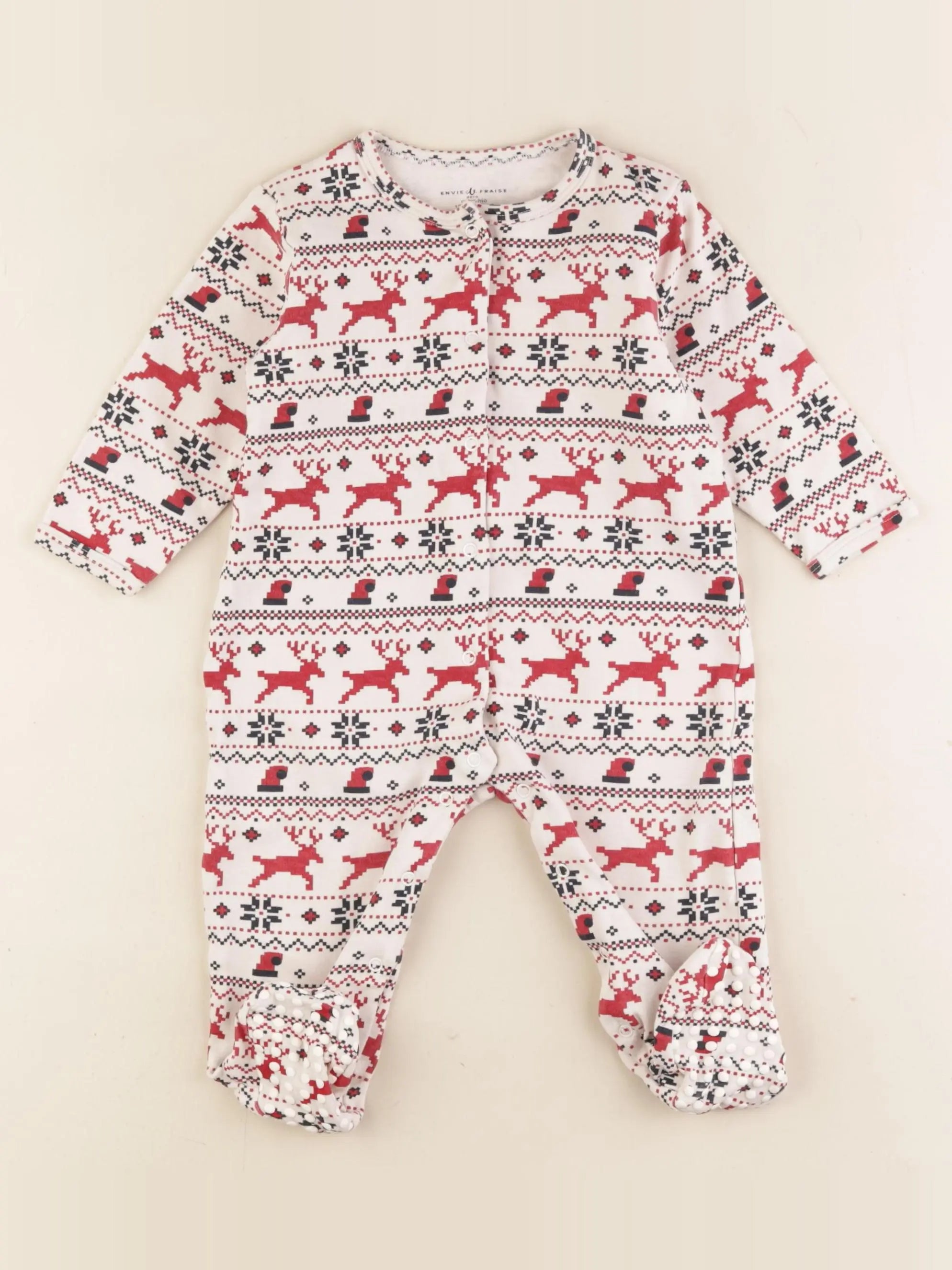 Vertbaudet - pyjama coton beige, rouge - 12 mois