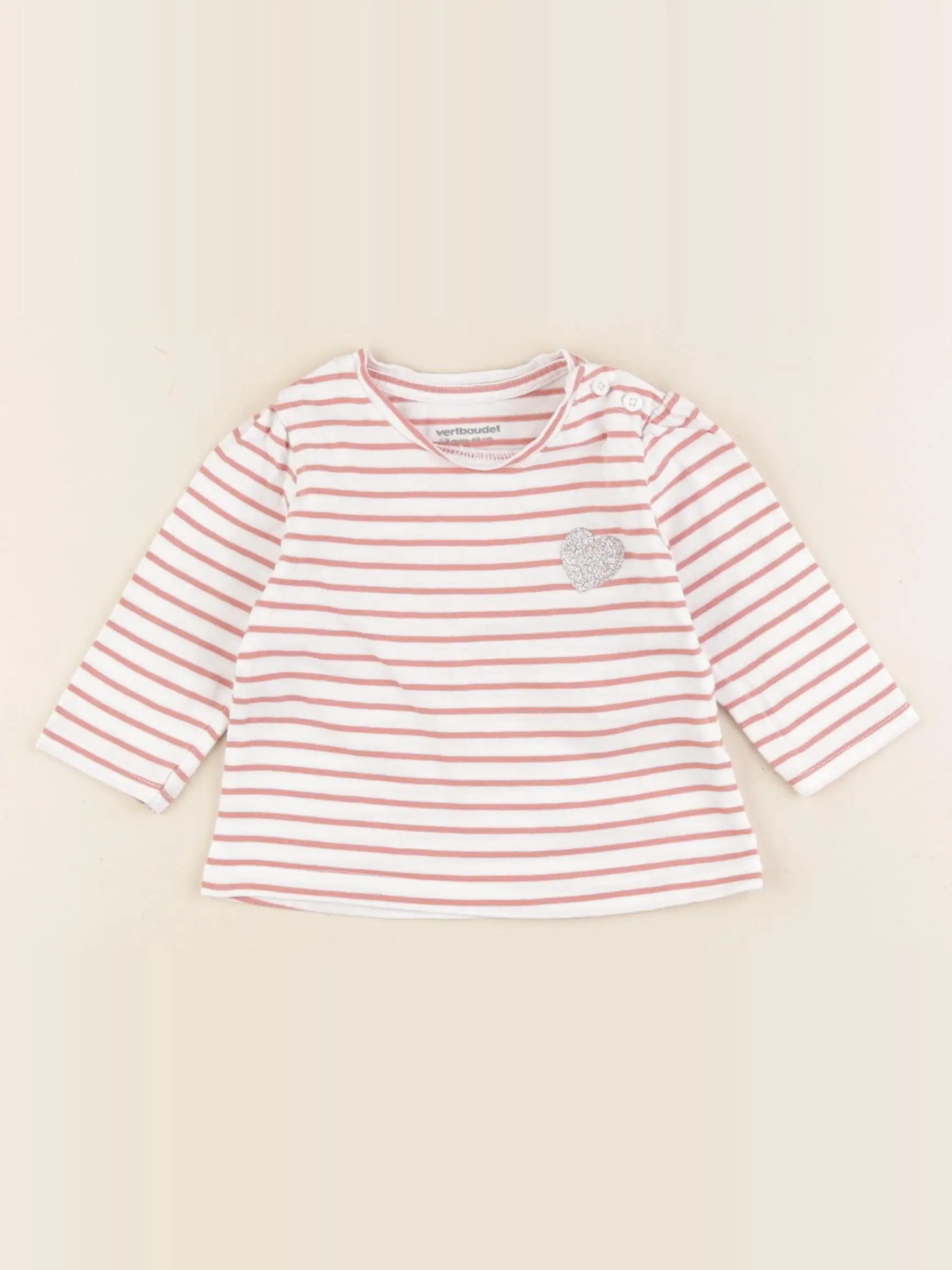Vertbaudet - tee-shirt rose - 3 mois