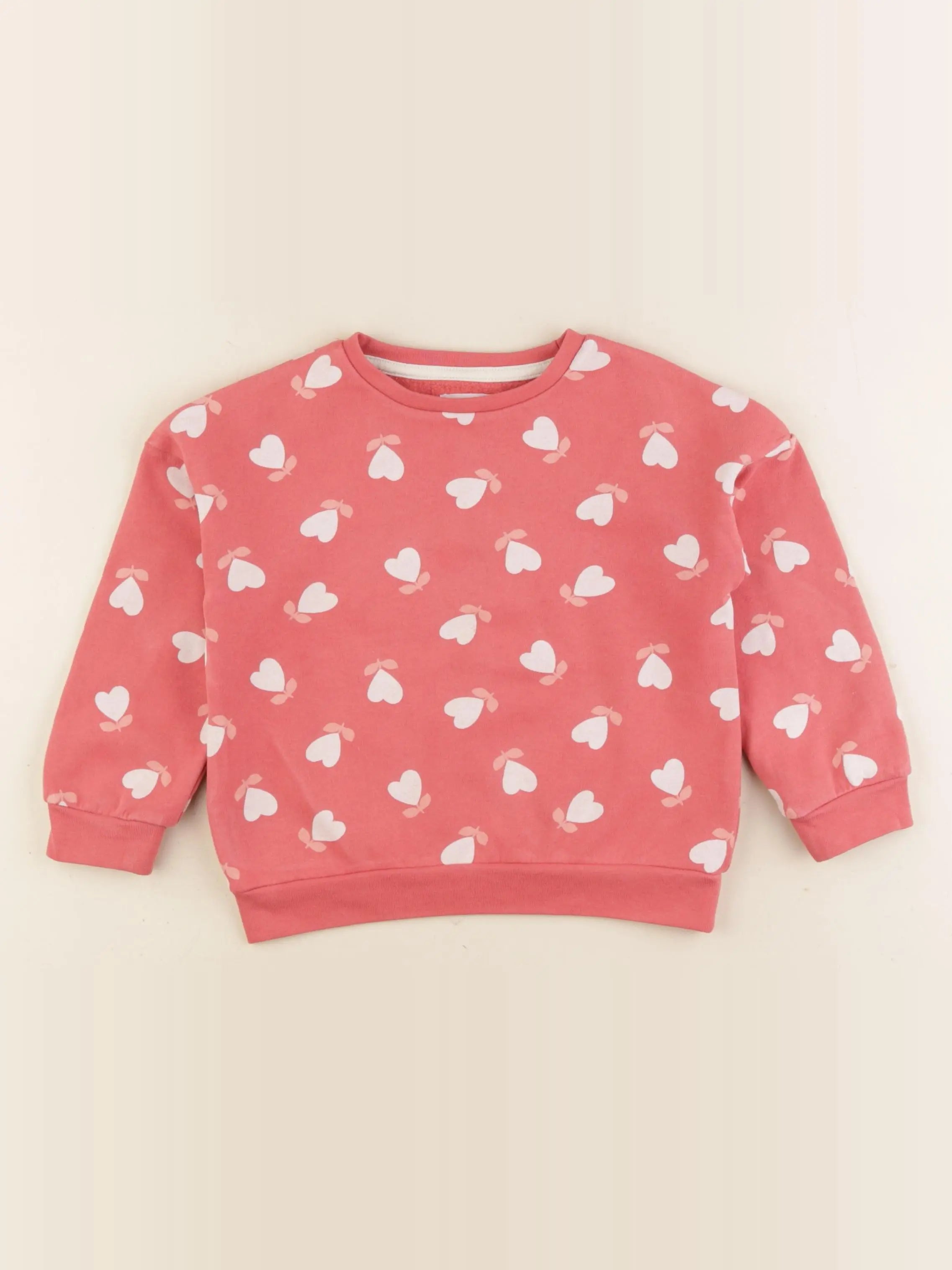 Vertbaudet - sweat rose, blanc - 3 ans