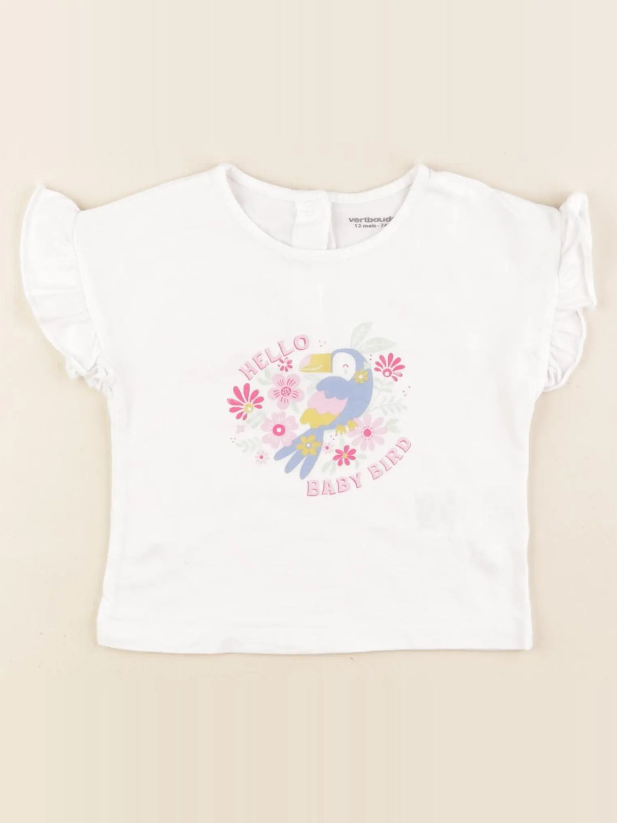 Vertbaudet - tee-shirt blanc - 12 mois