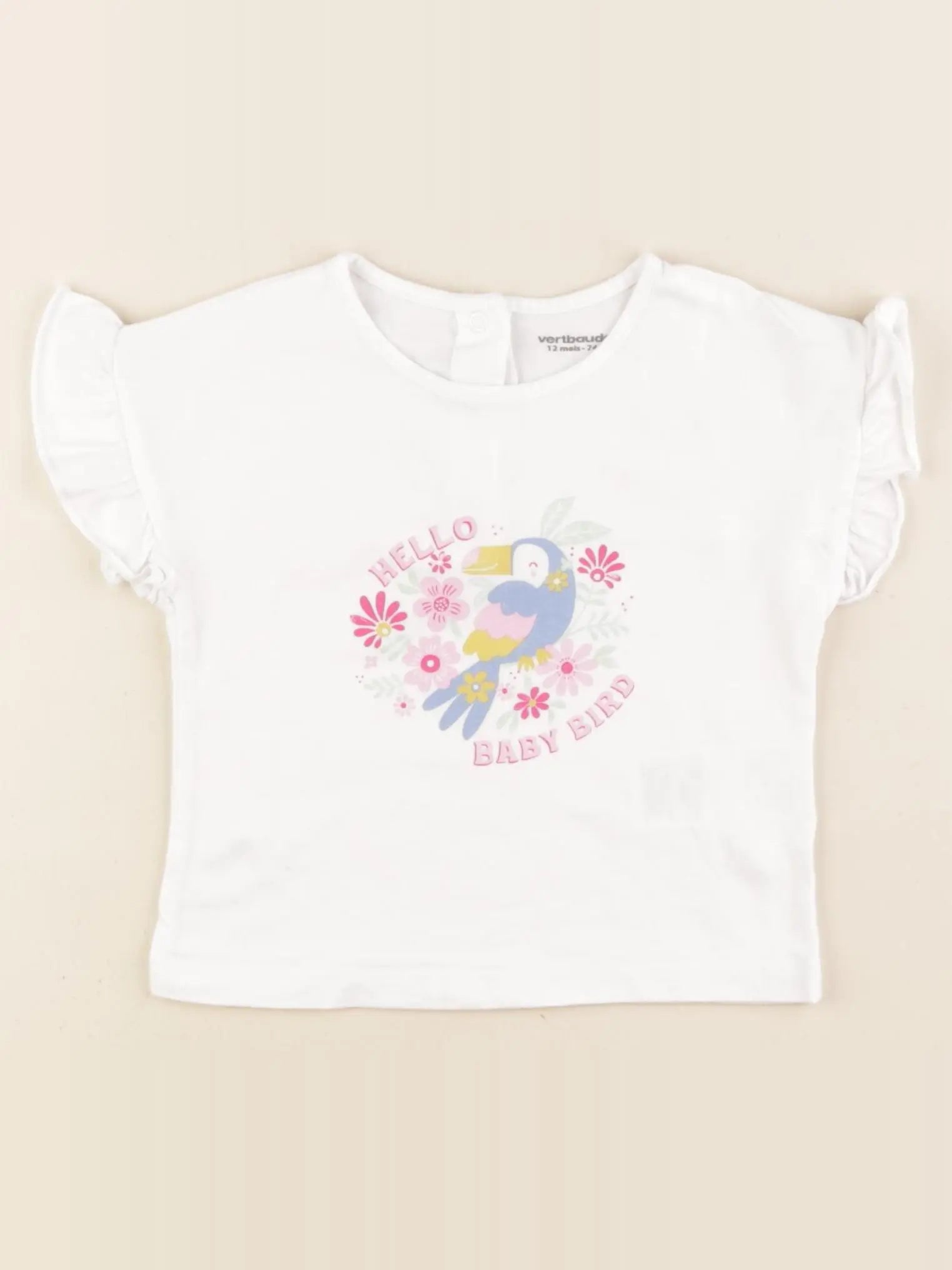 Vertbaudet - tee-shirt blanc - 12 mois