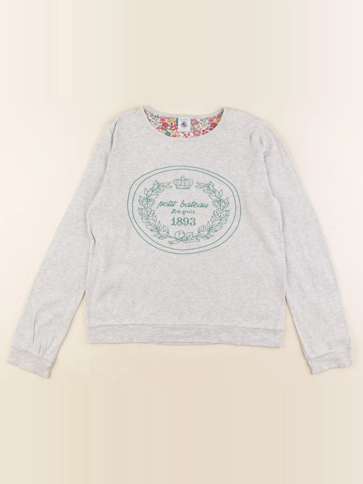 Petit Bateau - tee-shirt gris - 10 ans