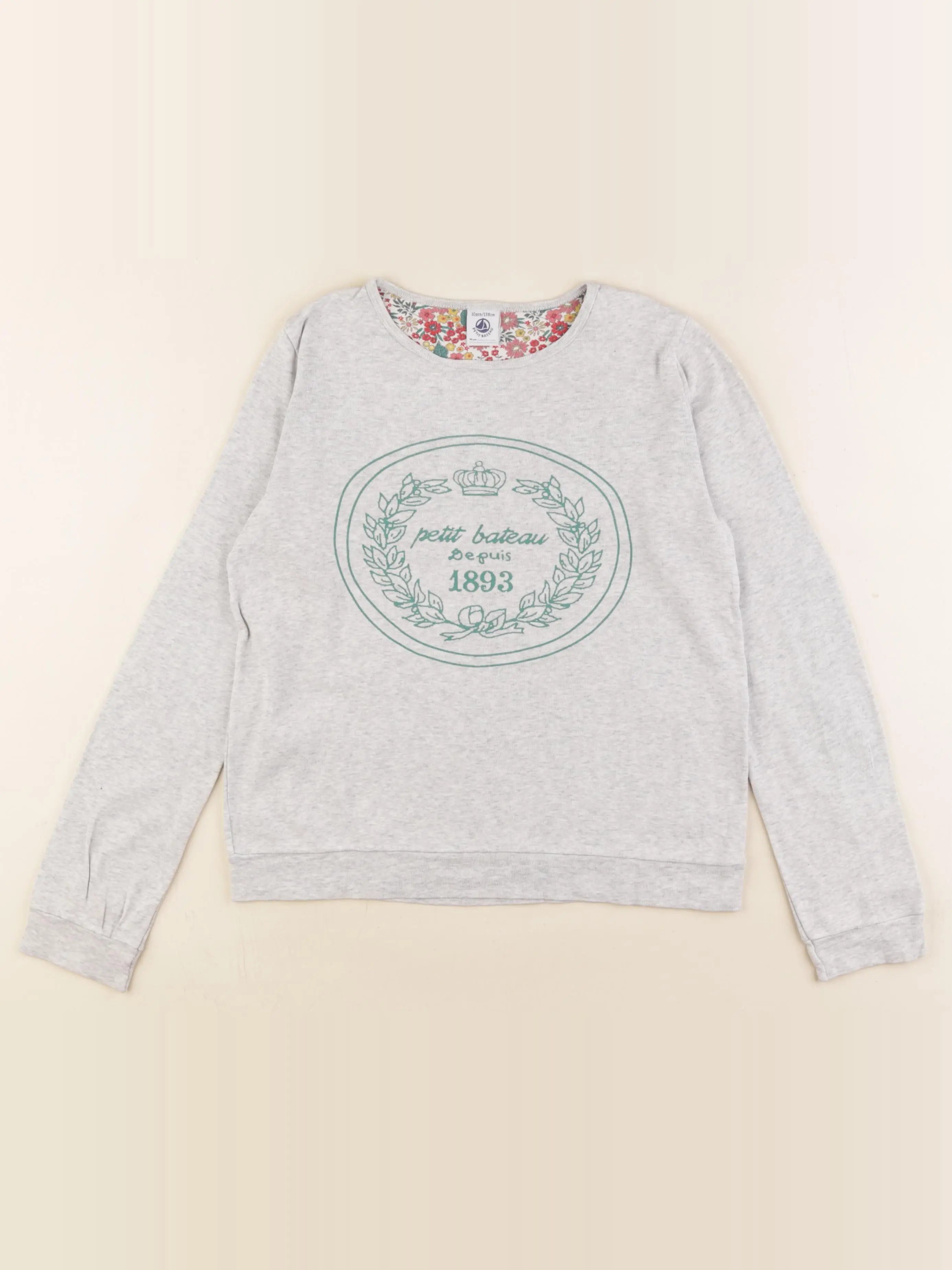 Petit Bateau - tee-shirt gris - 10 ans