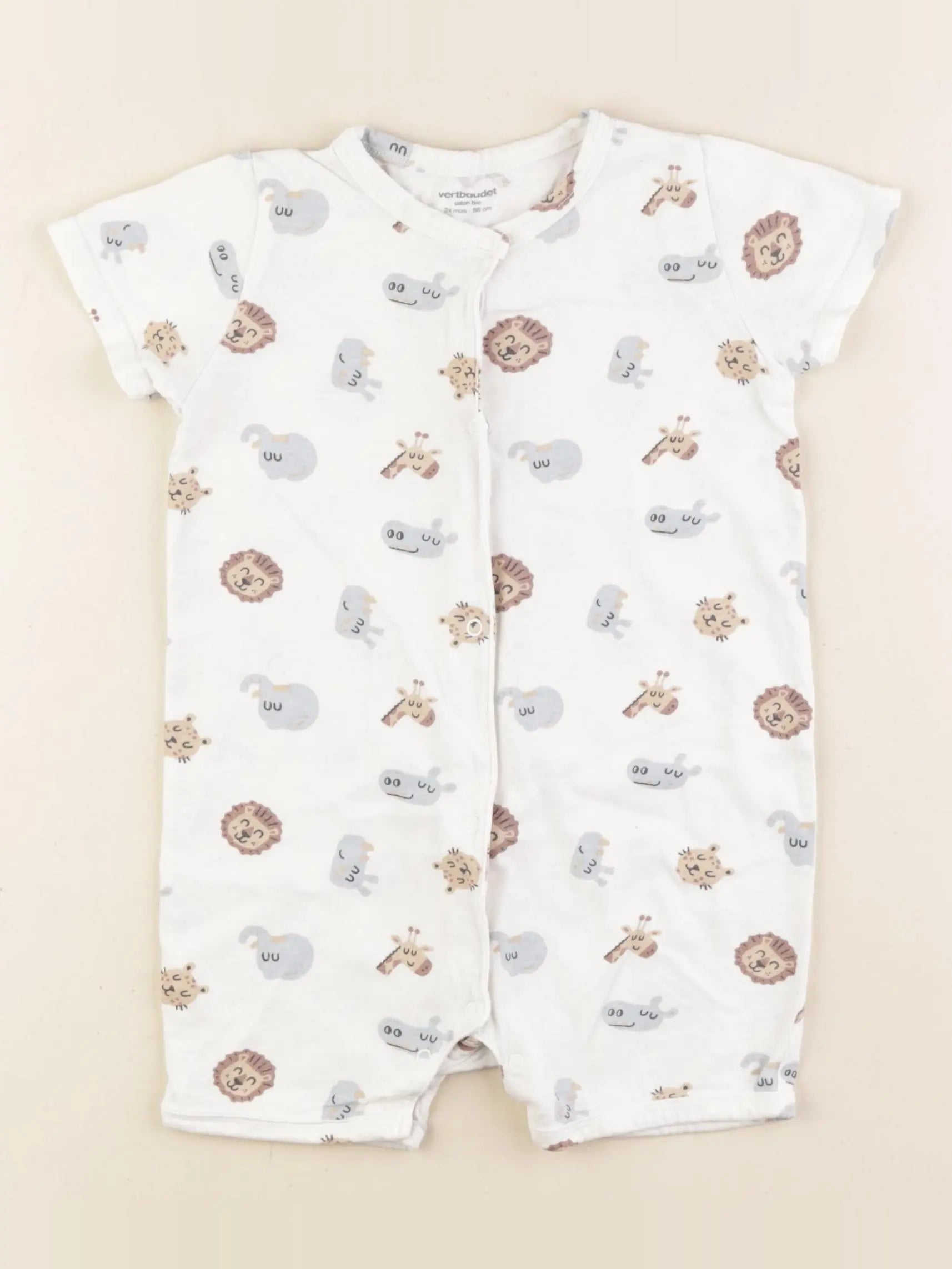 Vertbaudet - pyjama coton blanc - 24 mois