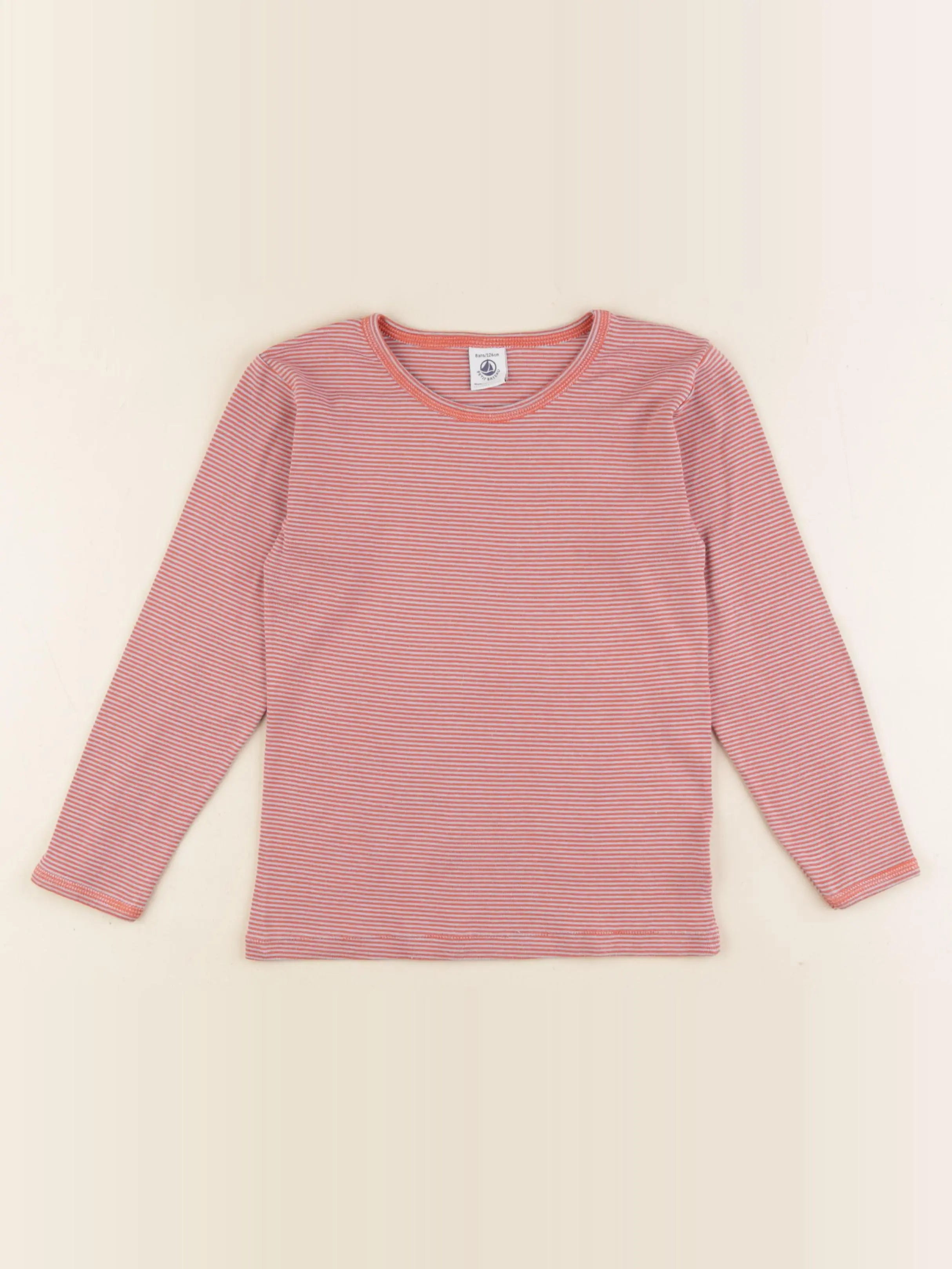 Petit Bateau - maillot de corps gris, orange - 8 ans