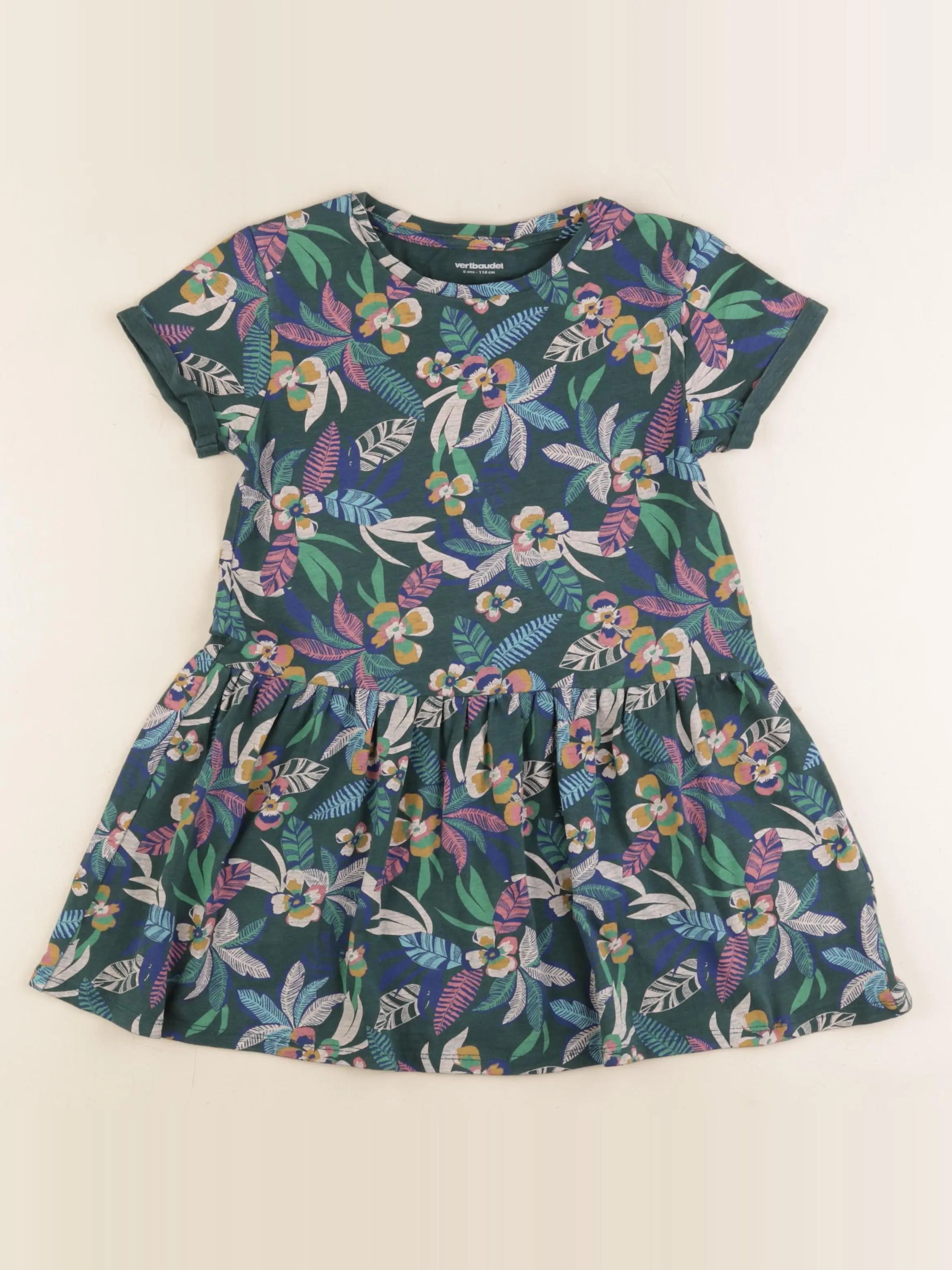 Vertbaudet - robe vert - 6 ans