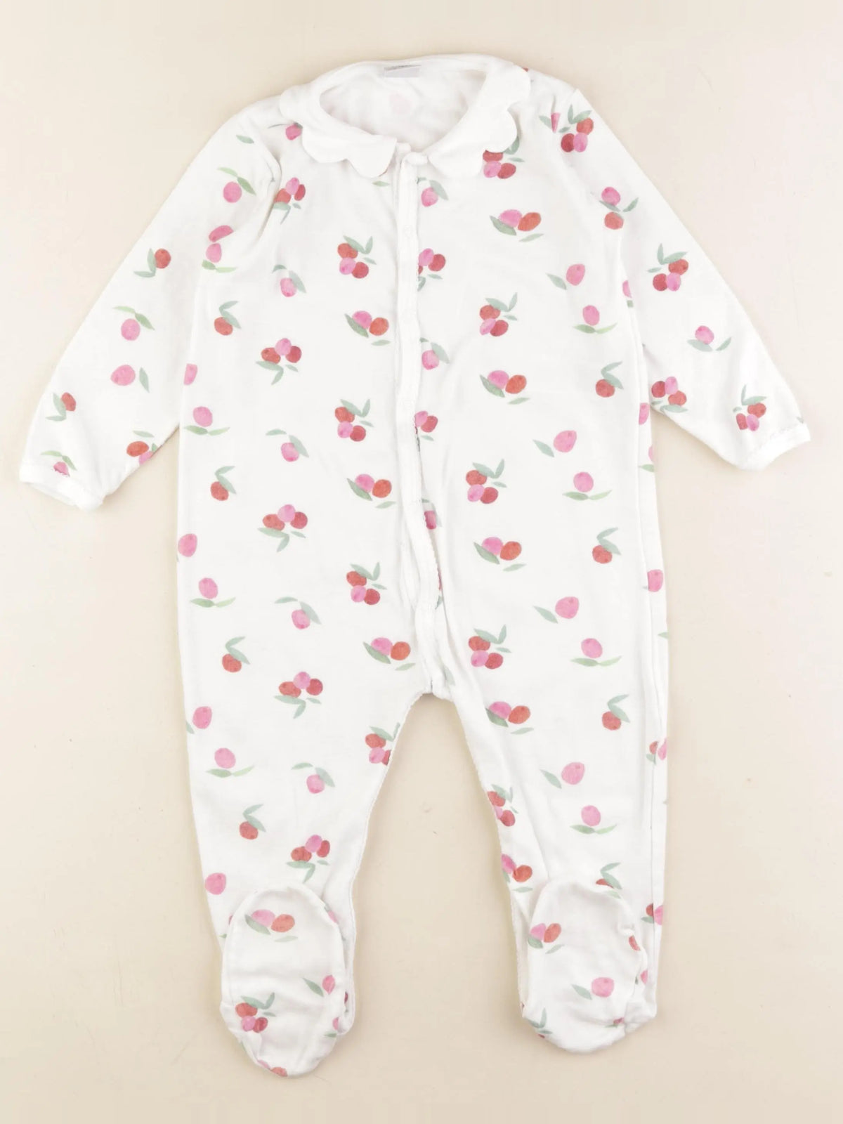 Petit Bateau - pyjama coton blanc, rose - 24 mois