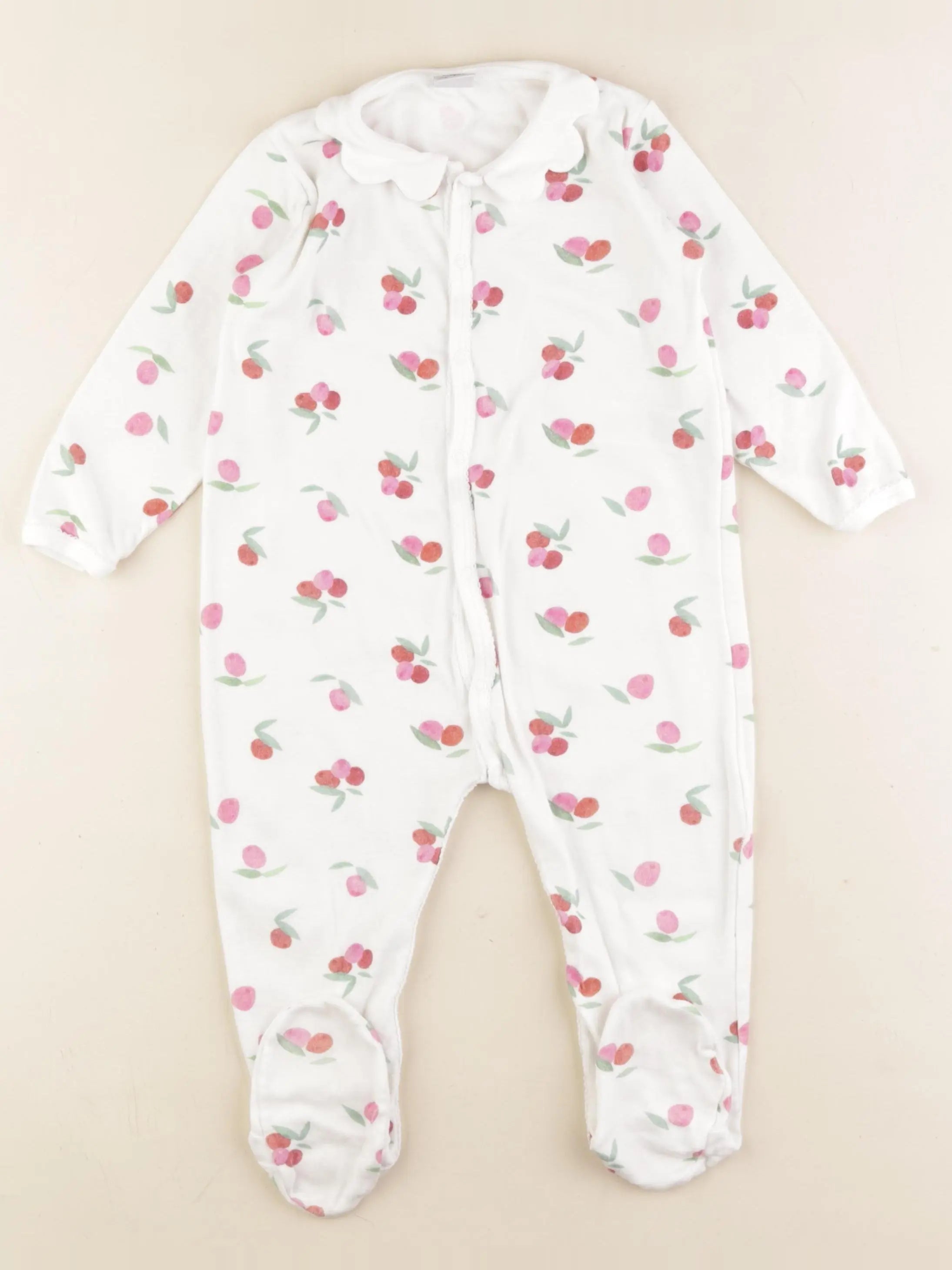 Petit Bateau - pyjama coton blanc, rose - 24 mois