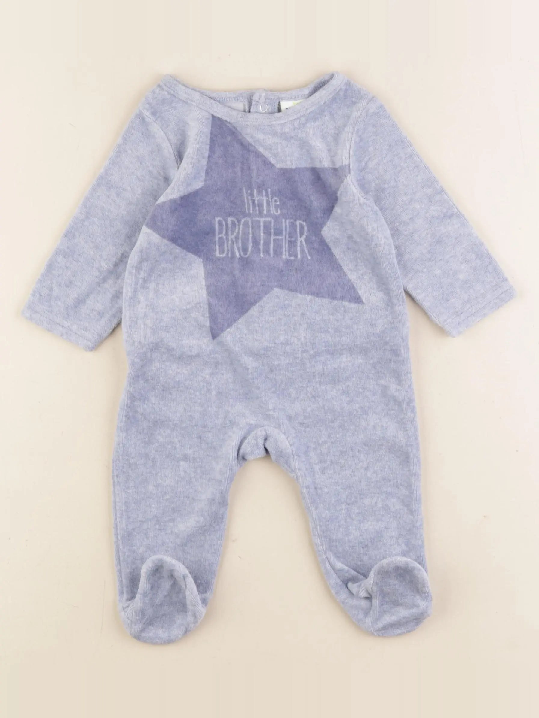 Tape à l'oeil - pyjama velours bleu - 3 mois