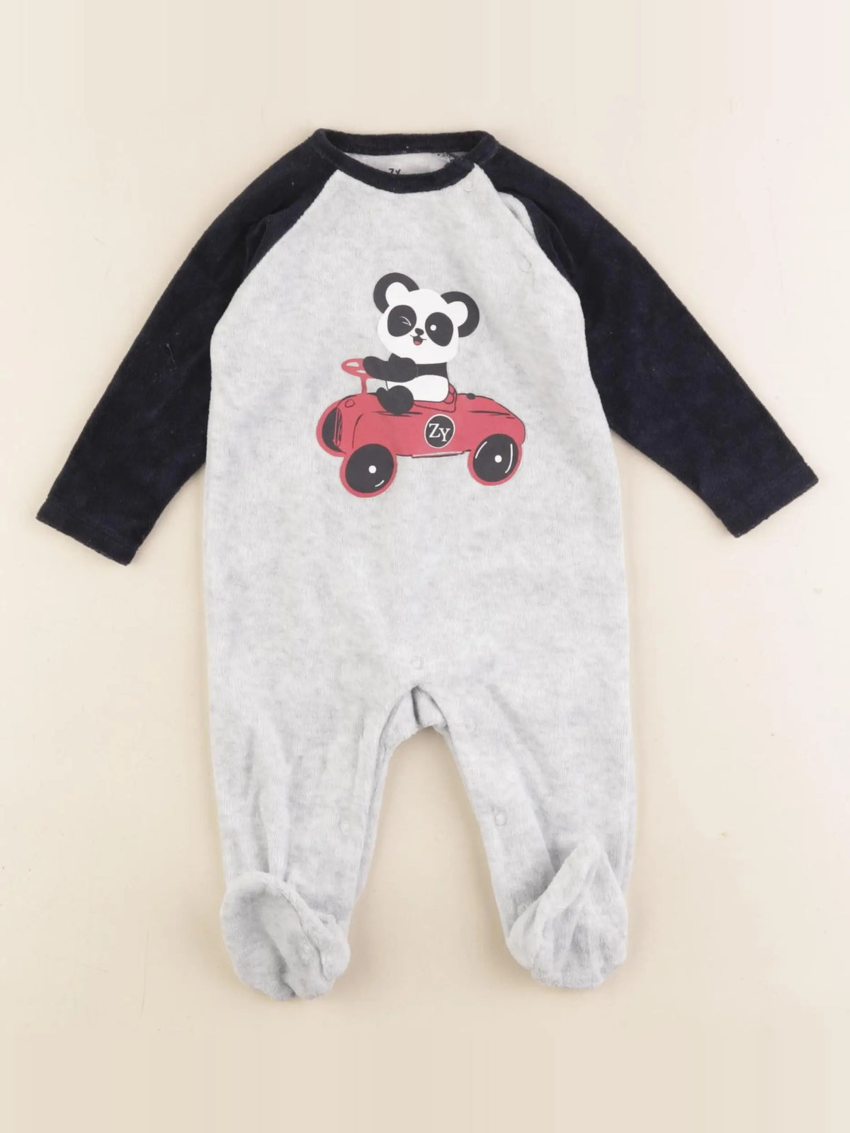 Zippy - pyjama velours gris - 3/6 mois